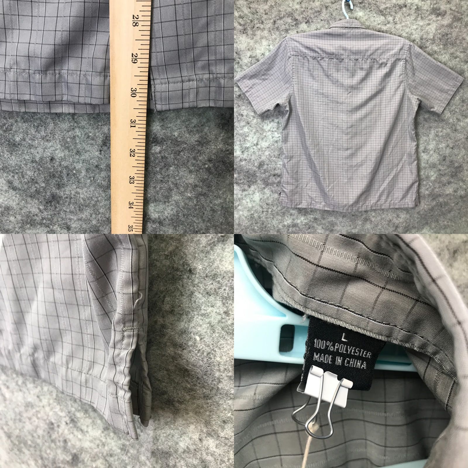 Vintage Axist Shirt Mens L Grey Button Up Short Sleeve Cross-Hatch Camp Size US L / EU 52-54 / 3 - 8 Thumbnail