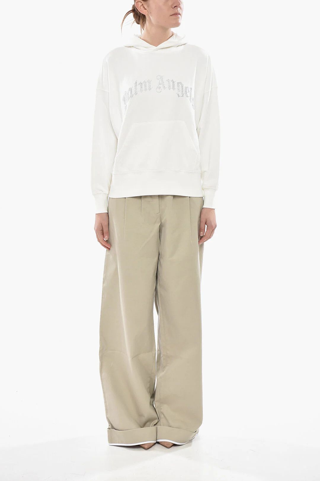 Palm Angels og1mm0326 Hooded Sweatshirt in White Size S / US 4 / IT 40 - 4 Thumbnail