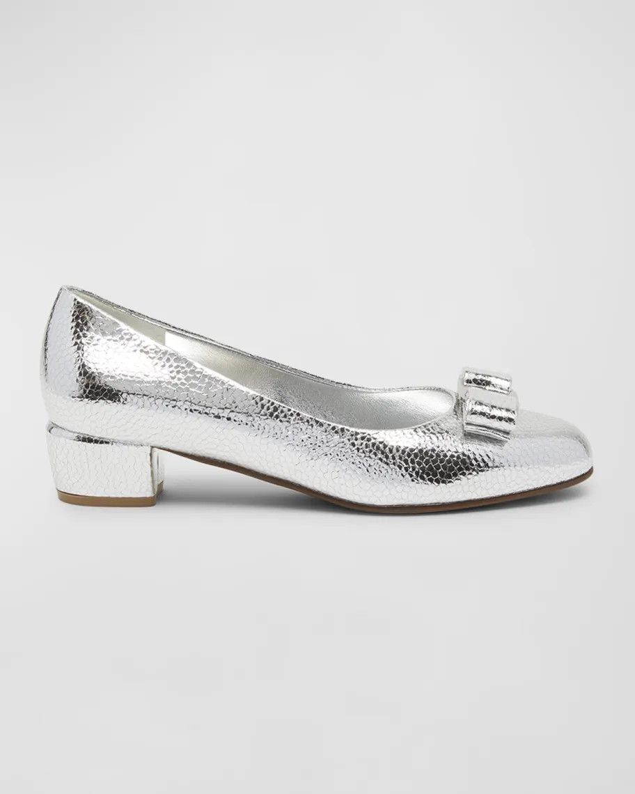 Salvatore Ferragamo o1s1rm0924 Vara Bow Pumps in Silver Size US 6.5 / IT 36.5 - 1 Thumbnail