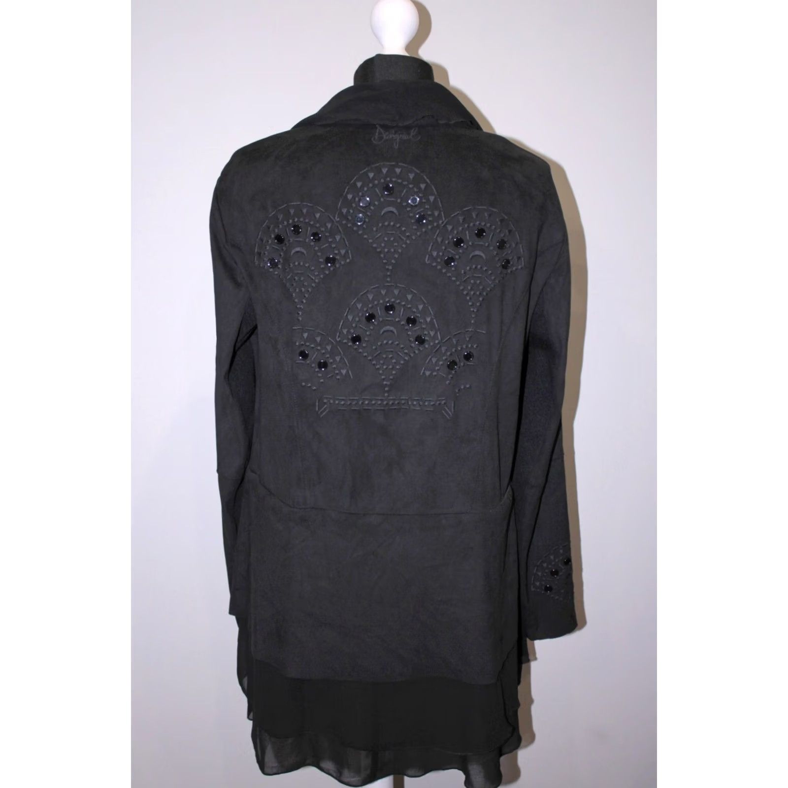 Desigual Desigual Womens Black Cardigan Jumper Size 44 V-Neck Knit Wrap Jacket Womens 44 Black Size ONE SIZE - 4 Thumbnail