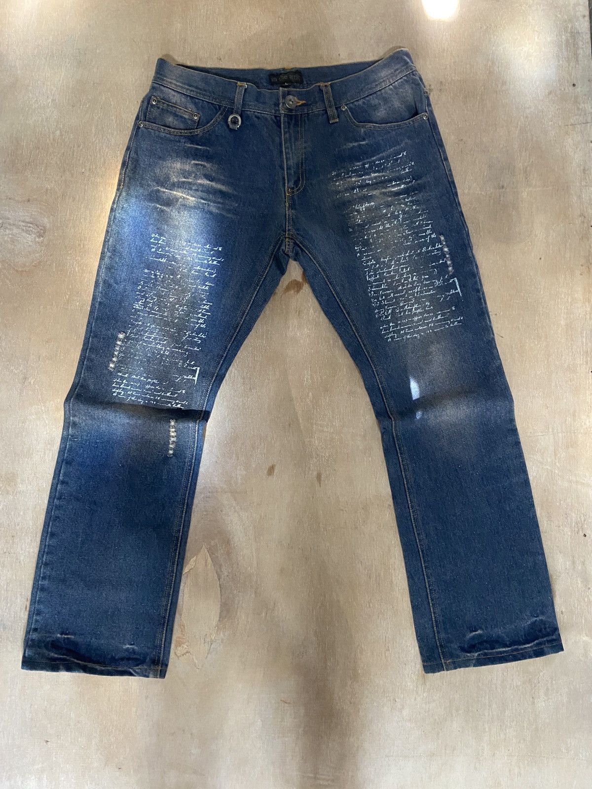 In The Attic Distressed Vintage Punk Buckle In The Attic Jeans With Words Size US 33 - 1 Thumbnail