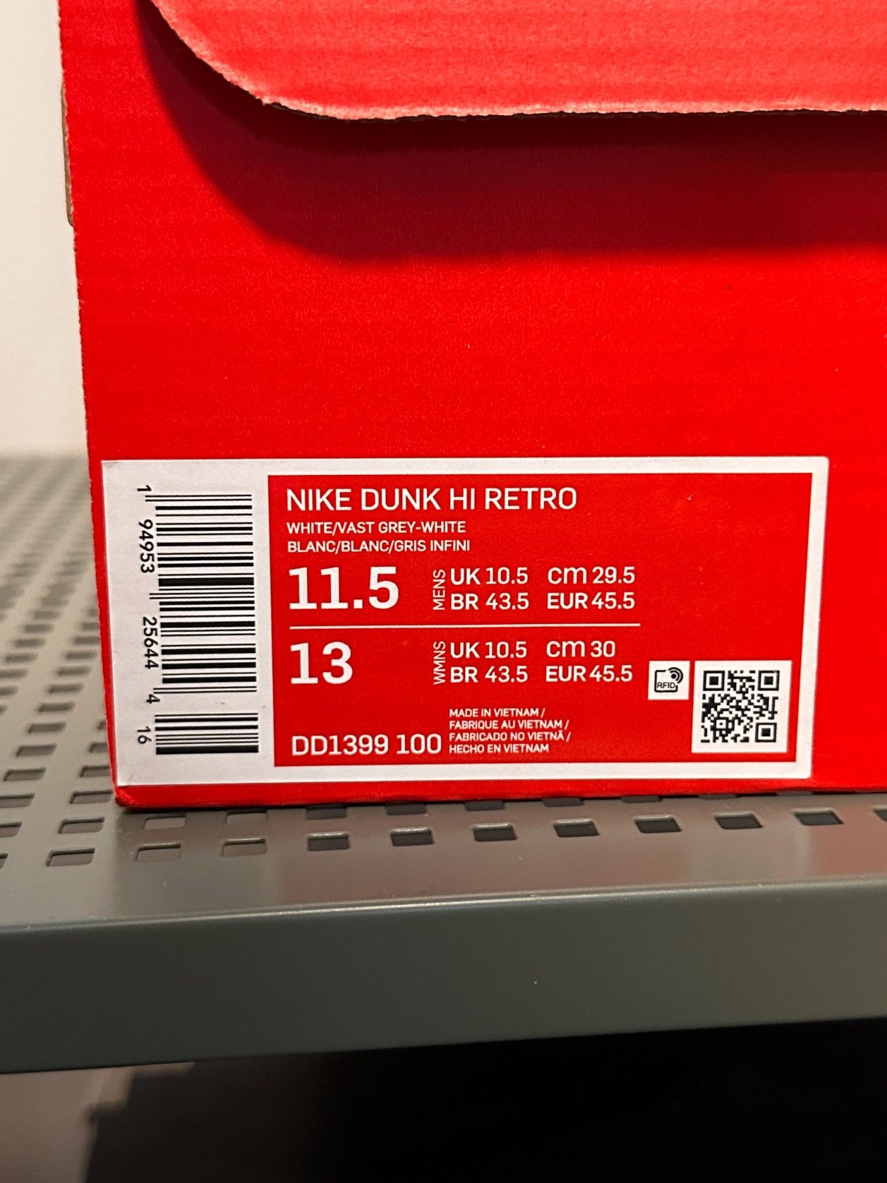 Nike 💥LAST CALL💥 Nike Dunk High Retro ‘Vast Grey’ Size US 11.5 / EU 44-45 - 8 Thumbnail
