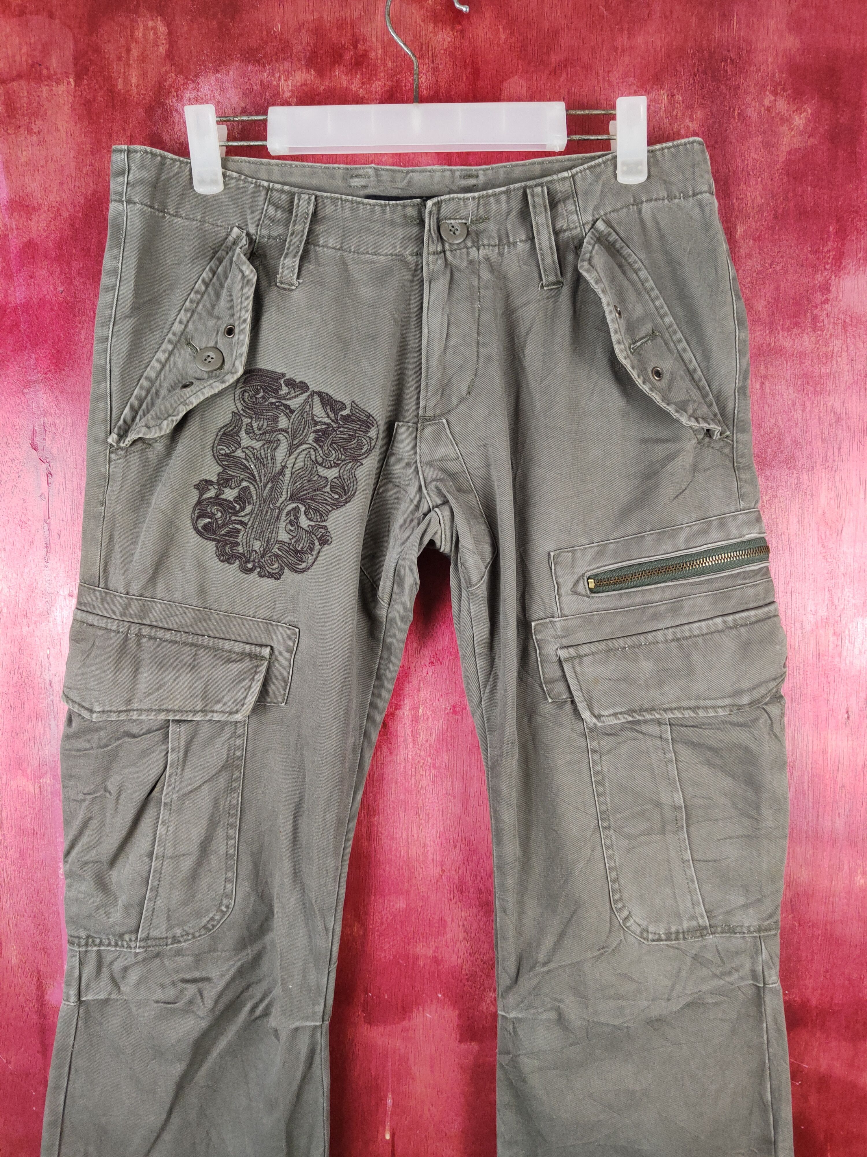 Japanese Brand Root Three Olive Multipocket Tactical Cargo Pants #S1798 Size US 30 / EU 46 - 4 Thumbnail