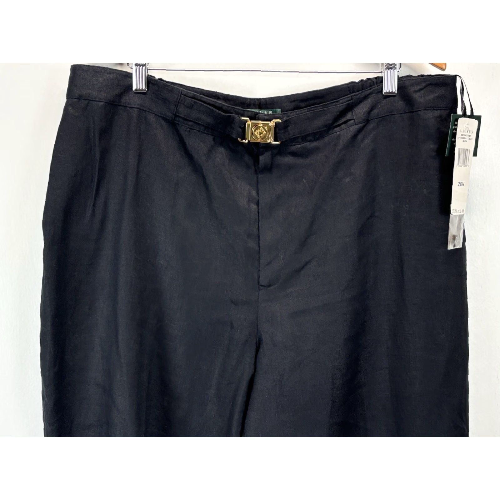 Ralph Lauren NEW Lauren Ralph Lauren Plus Size 20W Black Linen Dress Pants Slacks Belted Womens Classic Size 42" / US 20 - 2 Thumbnail