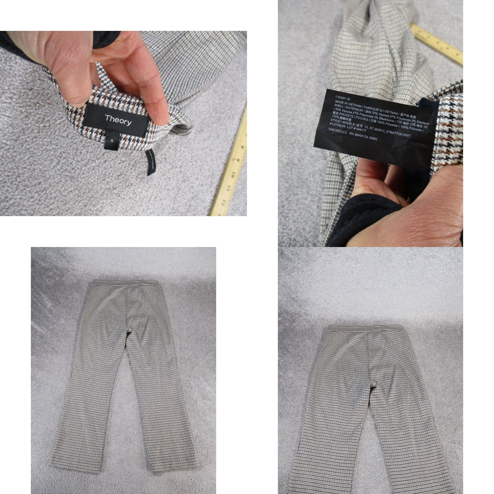Theory Theory Dress Pants Womens 6 Gray Black Brown Check Stratton Knit Straight Dress Pants Womens 6 Gray Check Theory Ladies File? Size 28" / US 6 / IT 42 - 8 Thumbnail