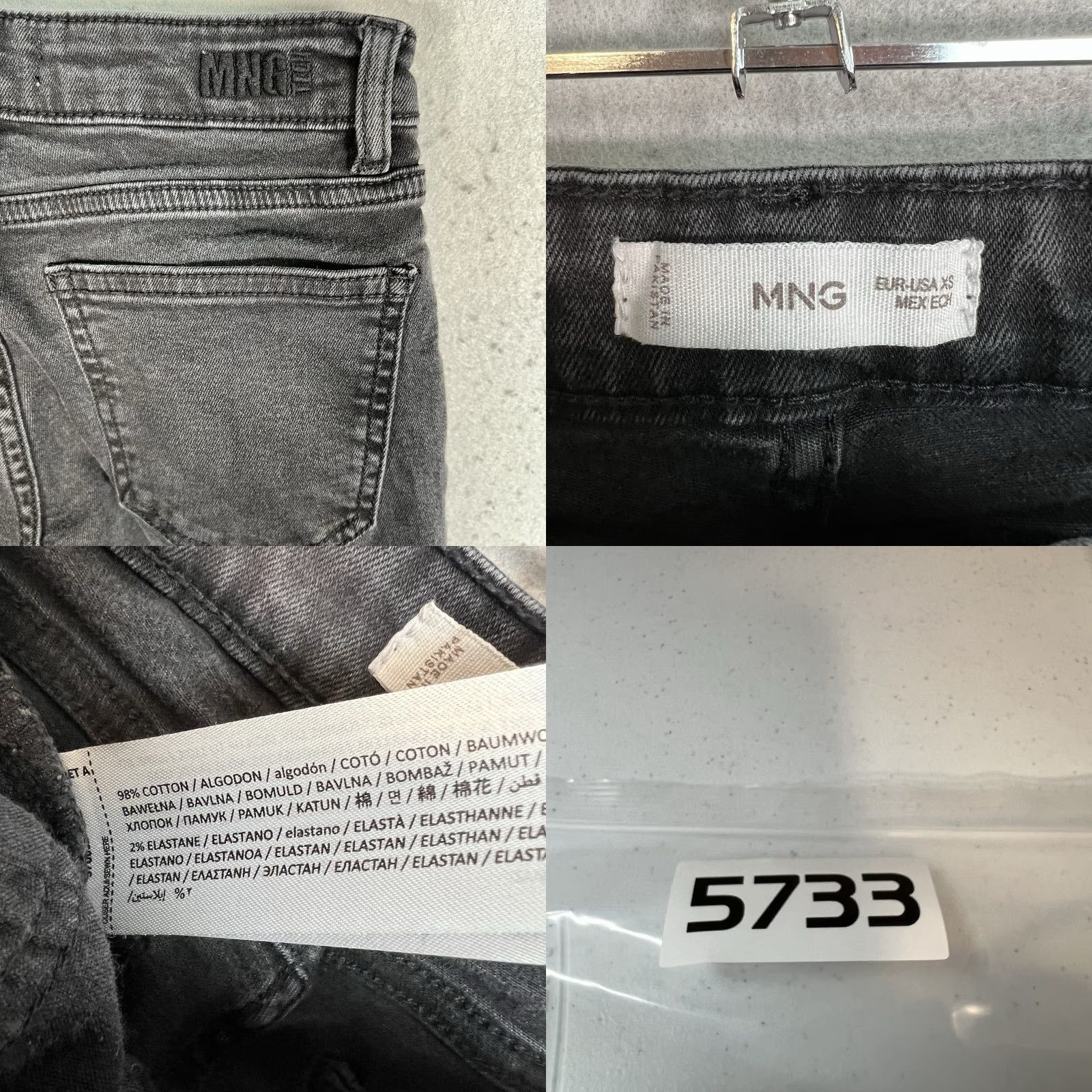 Mango VINTAGE Mango Women’s Jeans XS Black Dark Wash Straight Leg Ankle Slit Cotton Denim Size 26" / US 2 / IT 38 - 8 Thumbnail