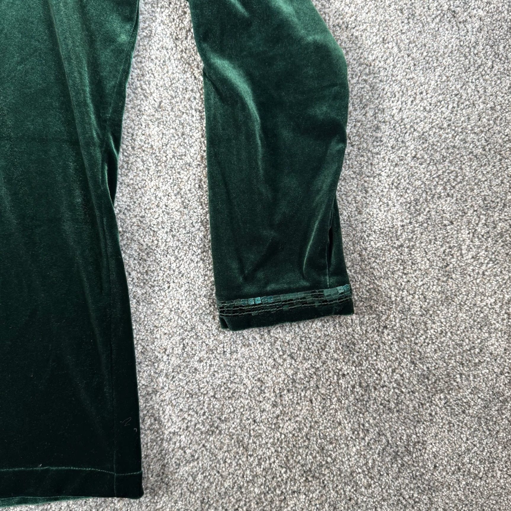 Quacker Factory Quacker Factory Cardigan XL Open Front Green Velour Sequin Sparkle Holiday Party Womens Size XL / US 12-14 / IT 48-50 - 2 Thumbnail