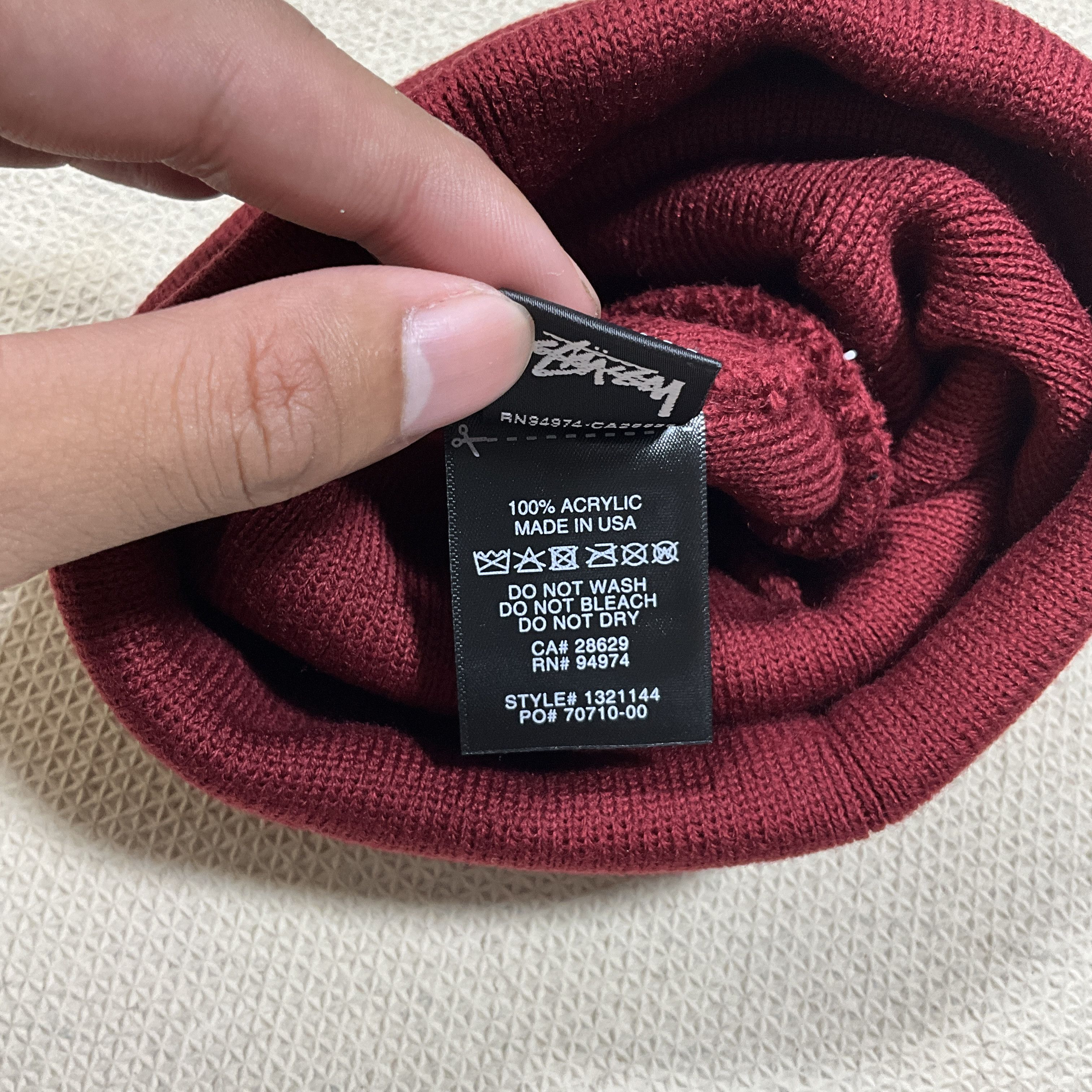 Stussy STUSSY BIG STOCK BURGUNDY BEANIE HAT Size ONE SIZE - 6 Thumbnail