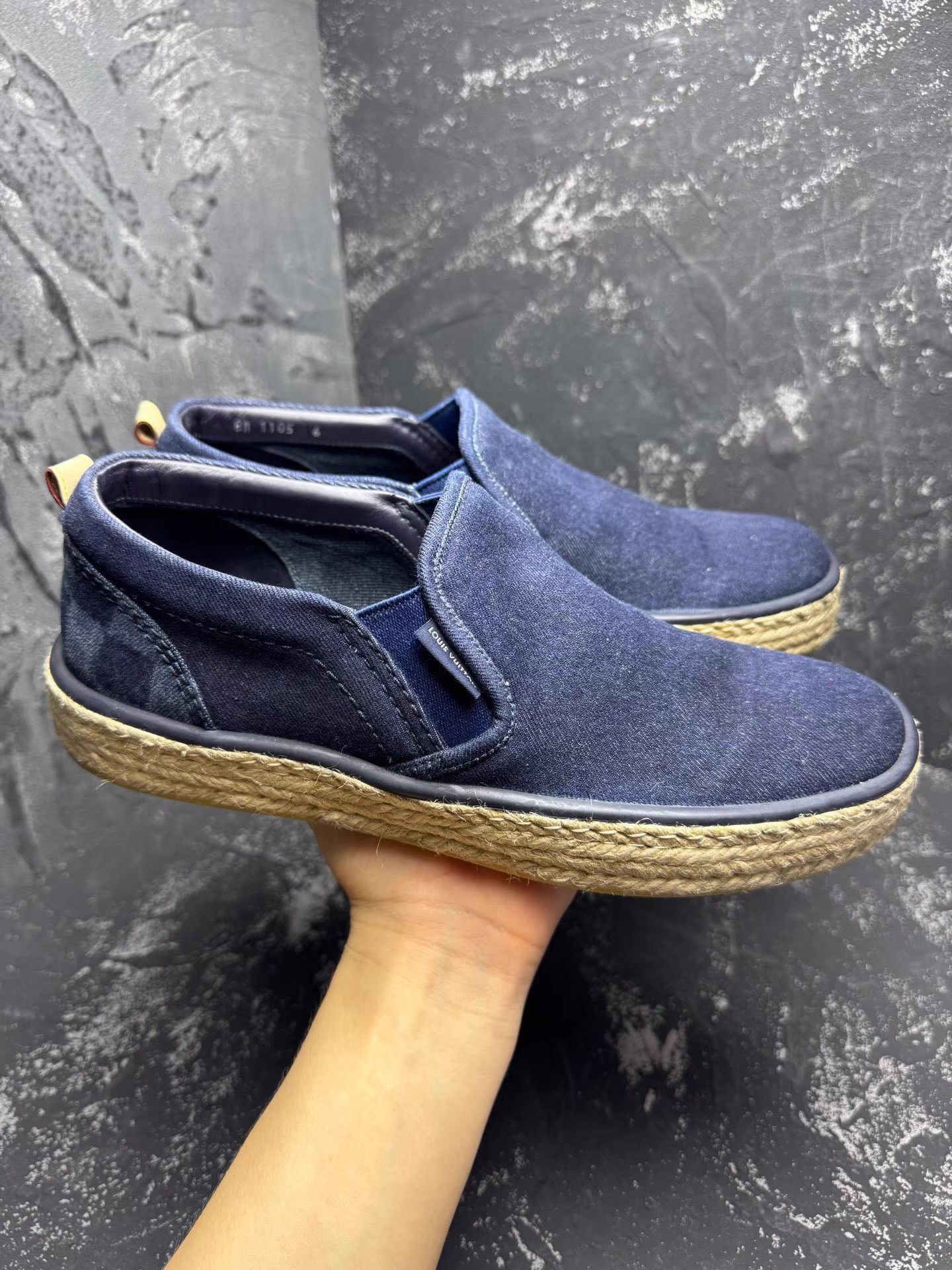 Louis Vuitton LV Denim Damier Raffia Espadrilles Q10 Size US 7 / EU 40 - 2 Thumbnail