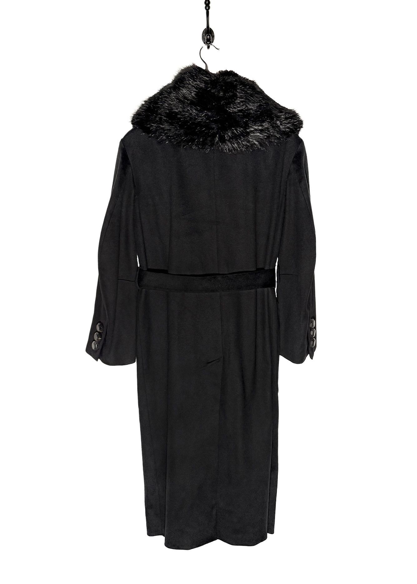 Dsquared2 Dsquared2 Black Wool Blend Beaver Fur Collar Belted Coat Size M / US 6-8 / IT 42-44 - 6 Thumbnail