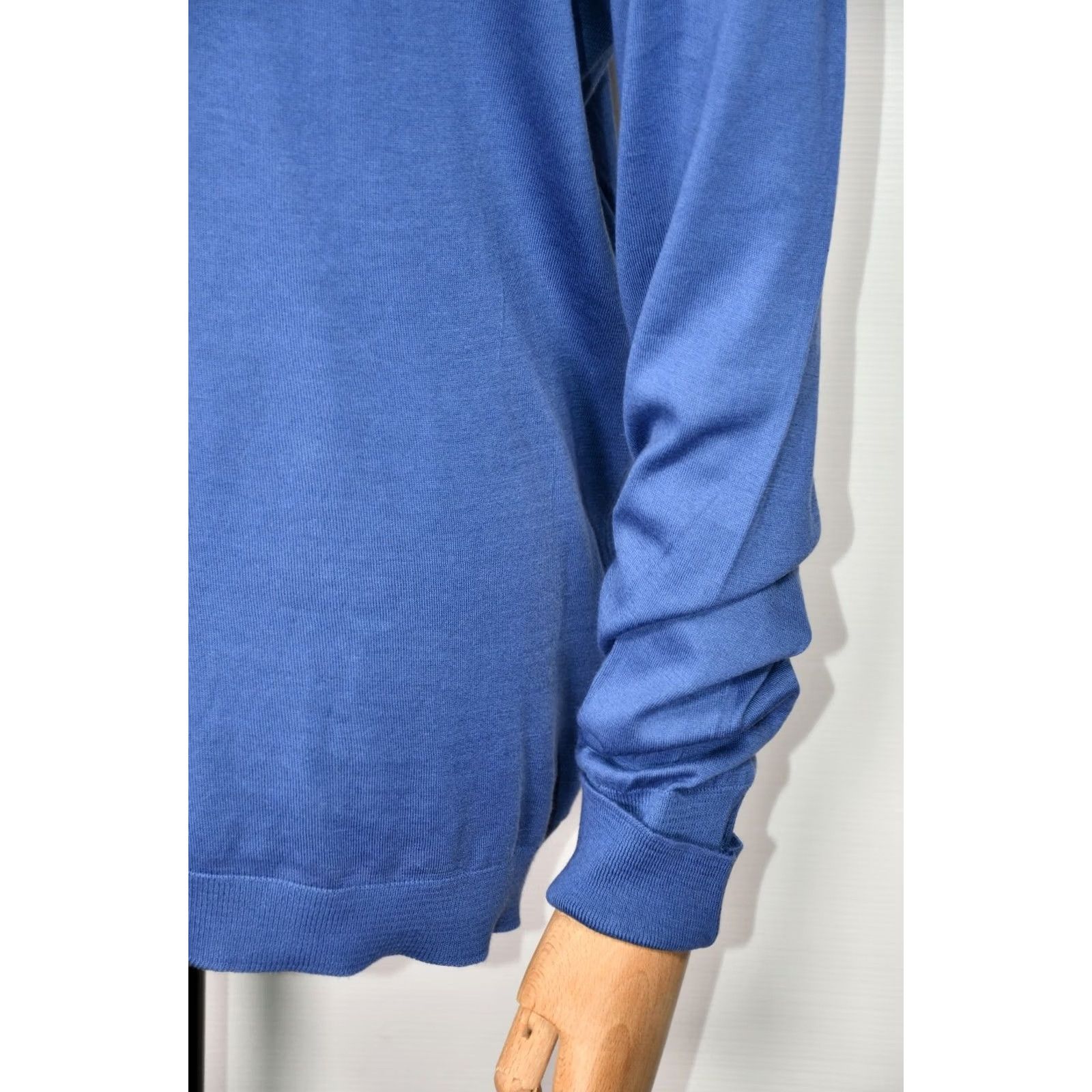 John Smedley John Smedley Sea Island Cotton Knitted Turtleneck Jumper Made In England XL Blue Cotton Knit Sweater Mens Size US XL / EU 56 / 4 - 4 Thumbnail