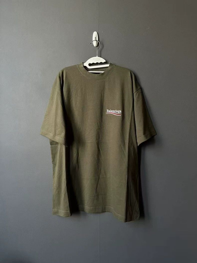 Balenciaga Balenciaga Army Green Cola embroidered short sleeves 2503-N Size US S / EU 44-46 / 1 - 1 Thumbnail