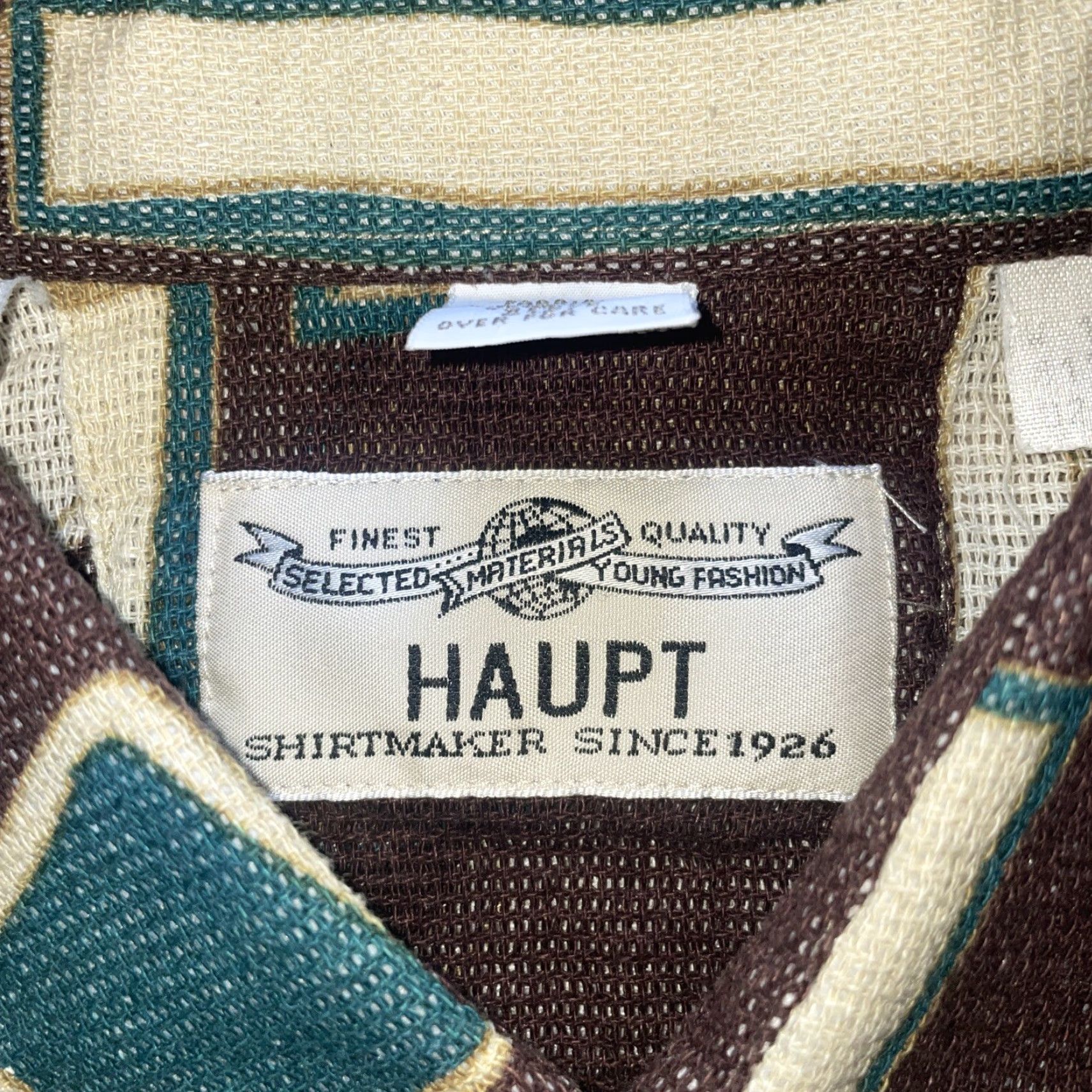 Vintage VINTAGE Haupt Shirtmaker Cotton Geometric Print Button Shirt Mens M 39-Germany Green Short Sleeve Shirt Mens Size US M / EU 48-50 / 2 - 3 Thumbnail