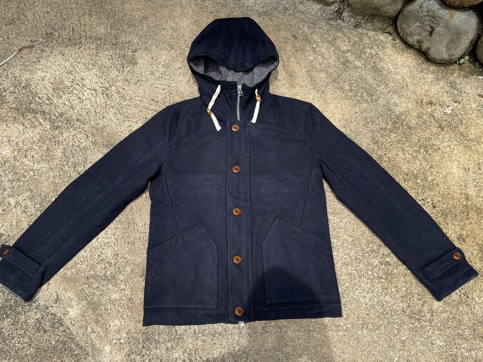 Beams Plus BEAMS Navy Hooded Wool Jacket (Size S) Size US S / EU 44-46 / 1 - 2 Thumbnail