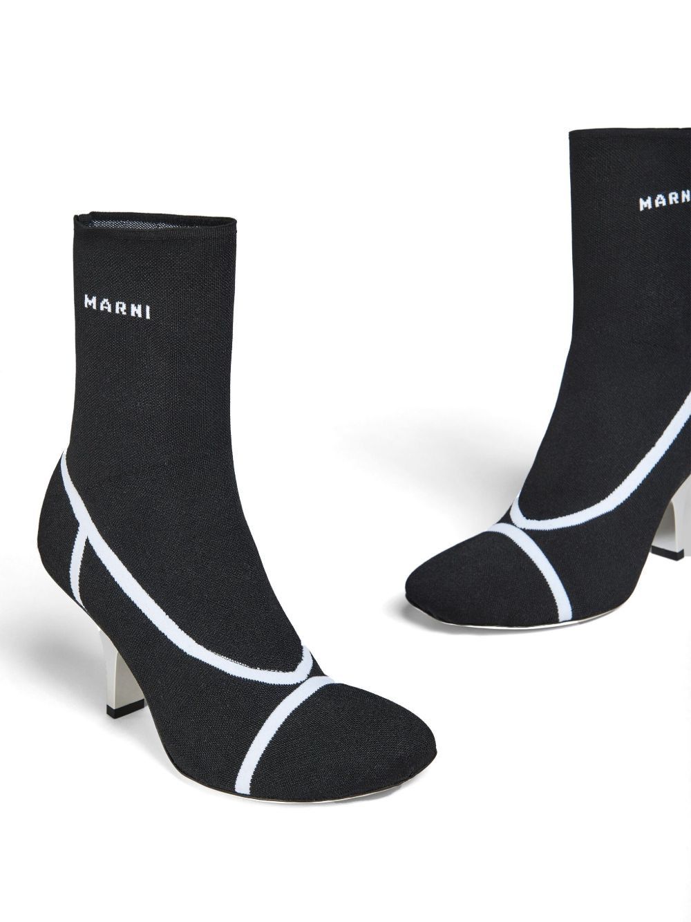 Marni o1w1db10125 Logo Intarsia-Knit Ankle Boots in Black Size US 10 / IT 40 - 4 Thumbnail