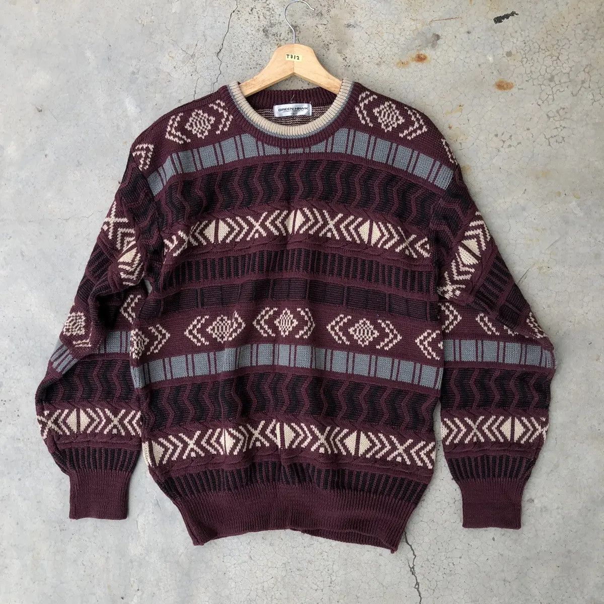 Other Vintage Green Hawk Stripe Pureknit Like Coogi Sweater Size US L / EU 52-54 / 3 - 1 Thumbnail