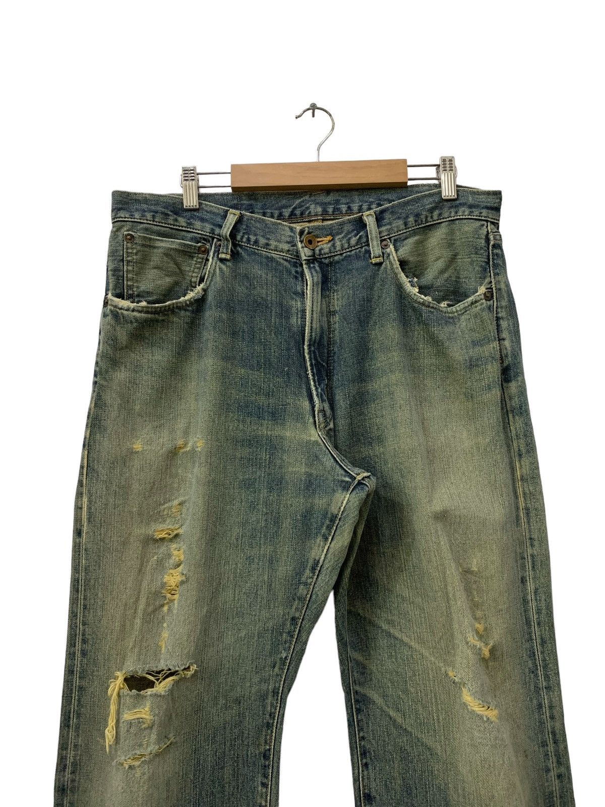 Vintage Edwin 505X Mud Wash Baggy Distressed Selvedge Jeans