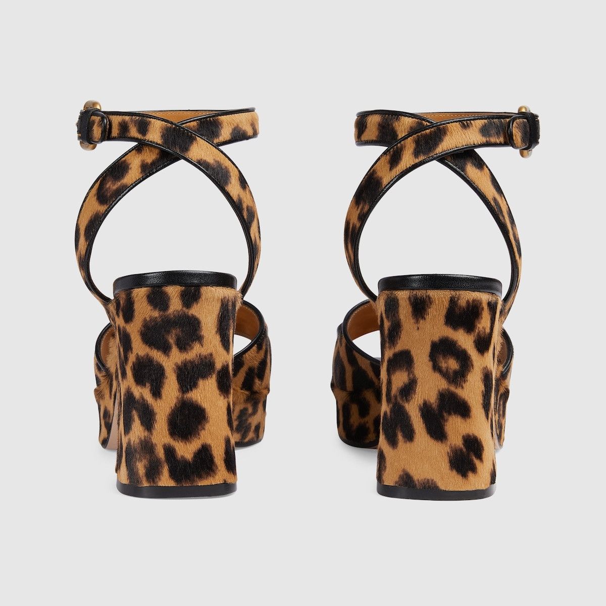 Gucci o1s1wg110425 Women's Horsebit Sandals in Leopard Size US 8.5 / IT 38.5 - 4 Thumbnail