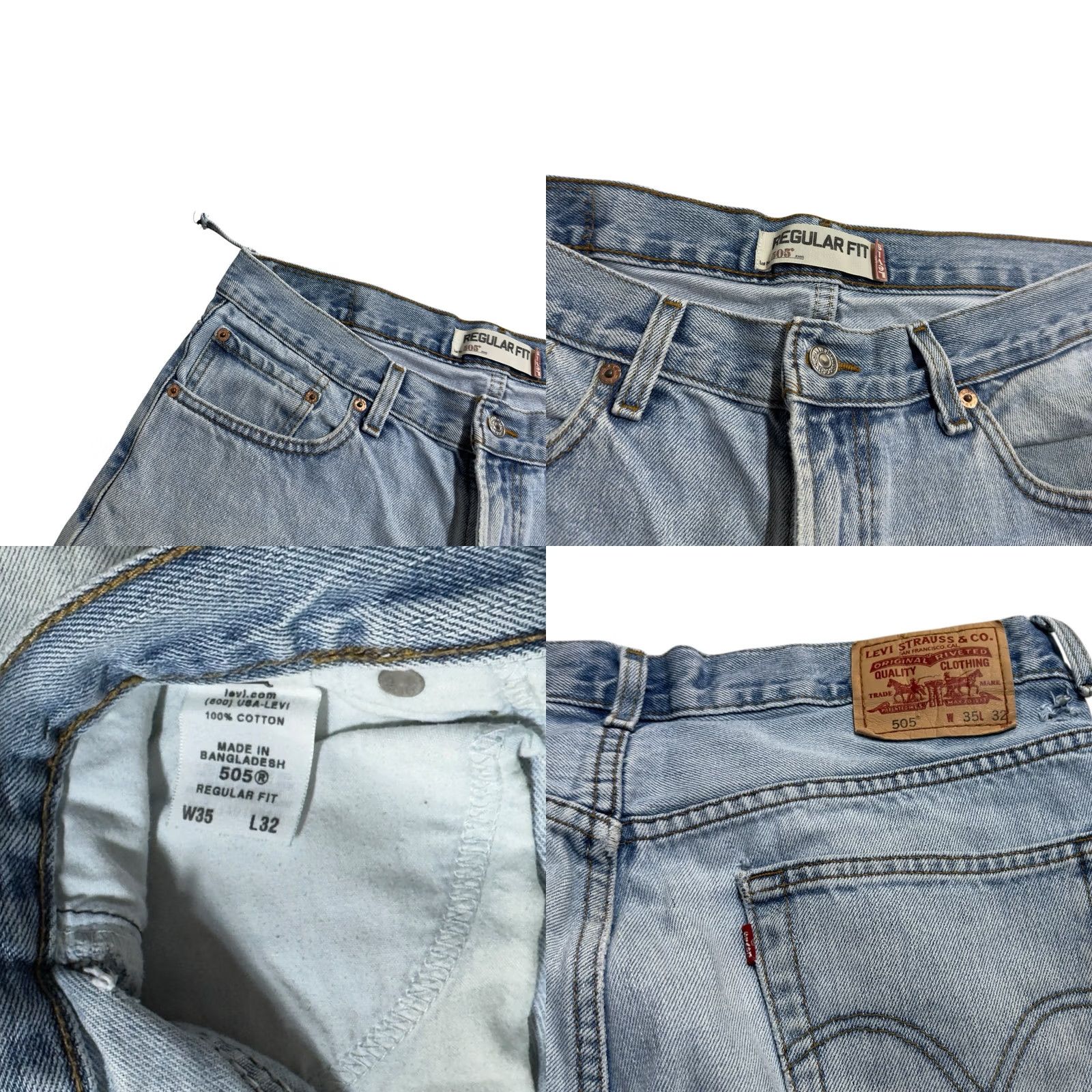 Levi's VINTAGE Levi's 505 Jeans Mens 35x32 Regular Fit Straight Leg 2000s Y2K Blue Size US 35 - 8 Thumbnail