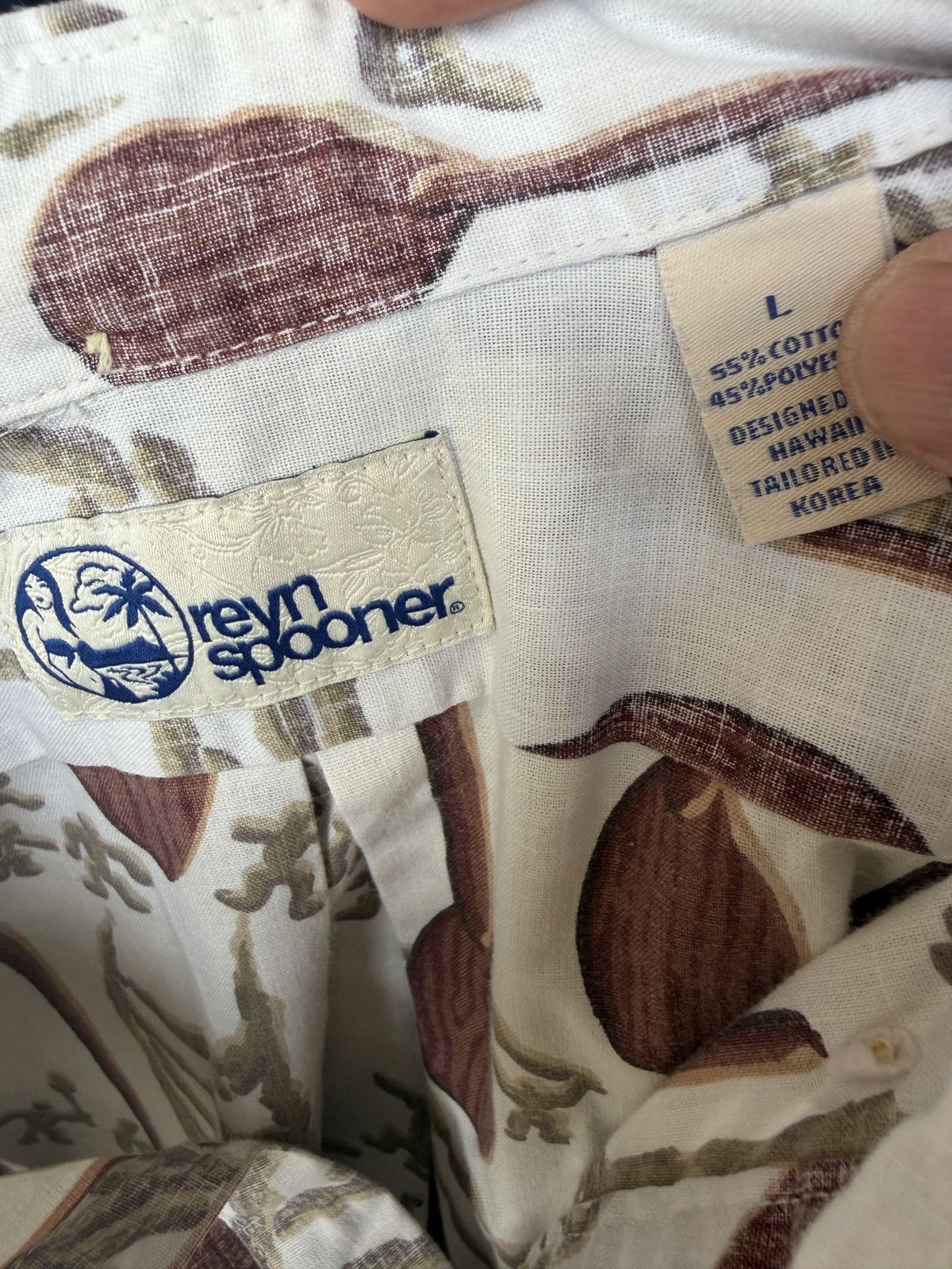 Reyn Spooner Reyn Spooner Hawaiian Print Beige/Brown Pullover Men's L Size US L / EU 52-54 / 3 - 2 Thumbnail