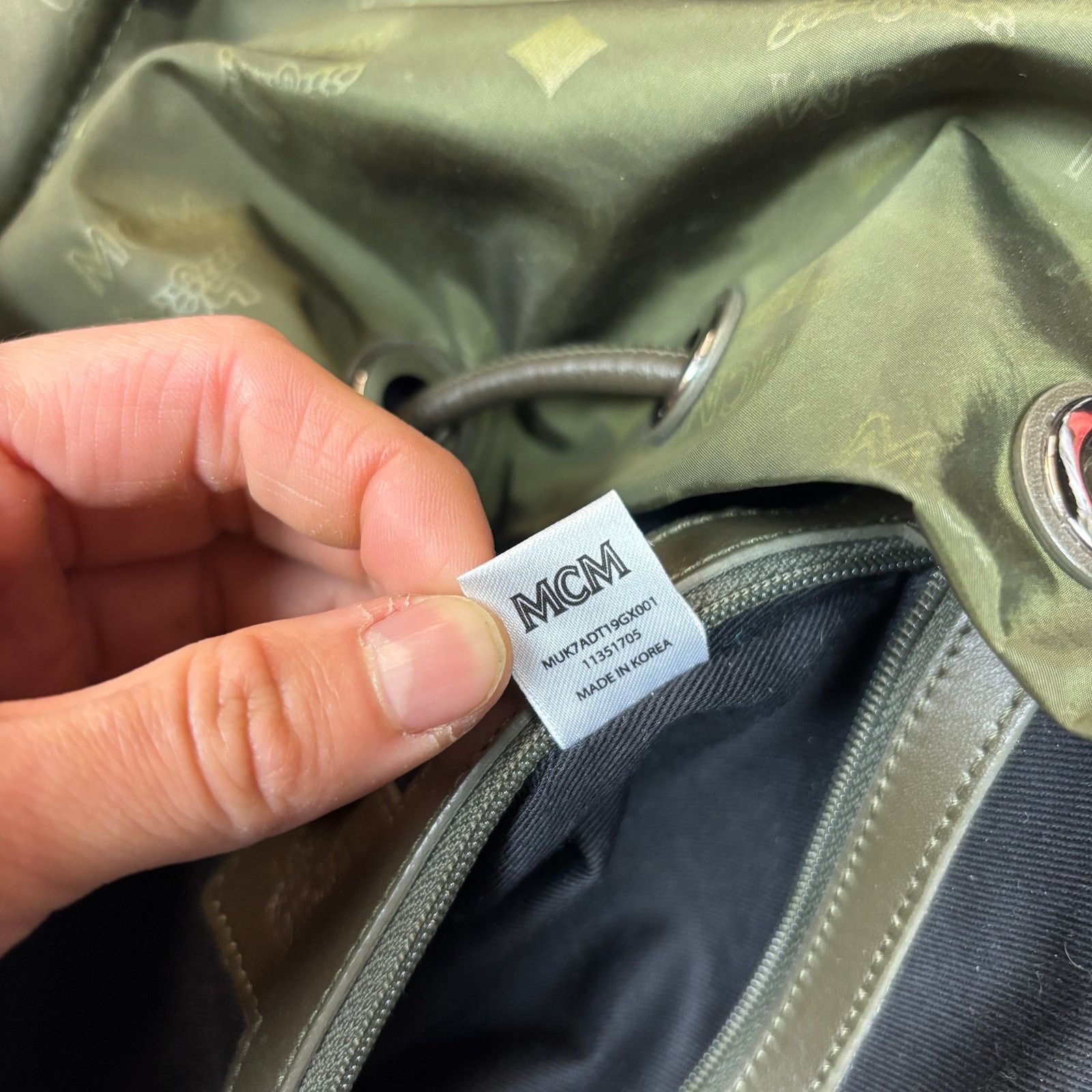 MCM MCM Dieter Green Monogram Two Pocket Nylon Backpack Rucksack Size ONE SIZE - 9 Thumbnail