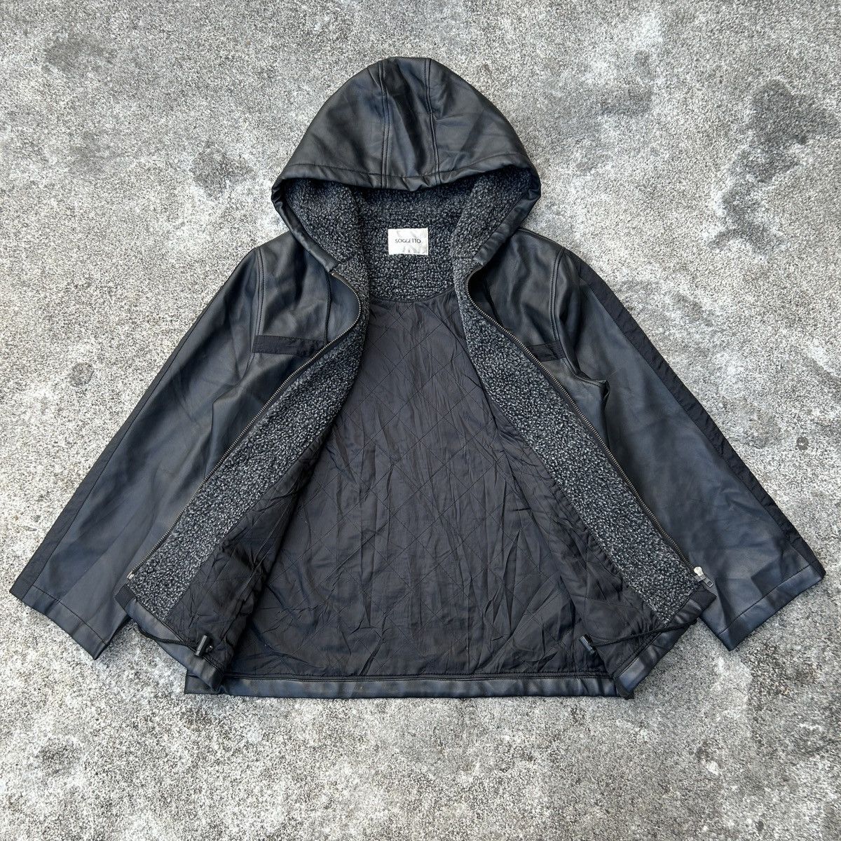 Japanese Brand × Vintage vintage Soggetto Leather Jacket Hoodie Nice details Size US S / EU 44-46 / 1 - 2 Thumbnail