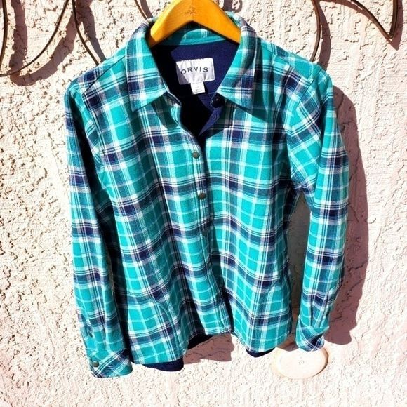 Orvis Orvis Green Plaid Flannel & Fleece Lined Snap LS Sz. L Shack Size L / US 10 / IT 46 - 1 Thumbnail