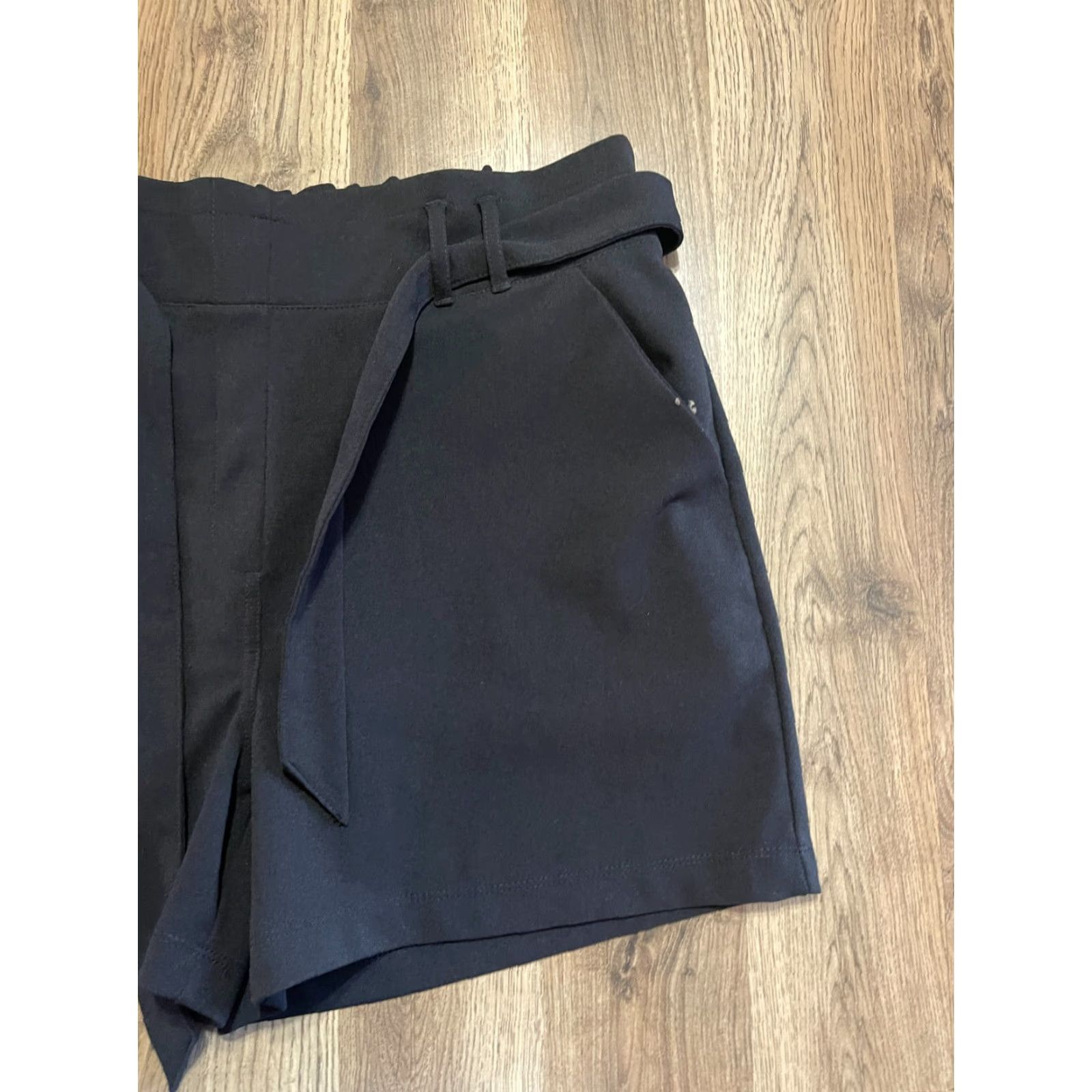Vintage Maurices Shorts Women Large Black Tie Waist Pockets Paperbag Size 36" / US 14 / IT 50 - 4 Thumbnail