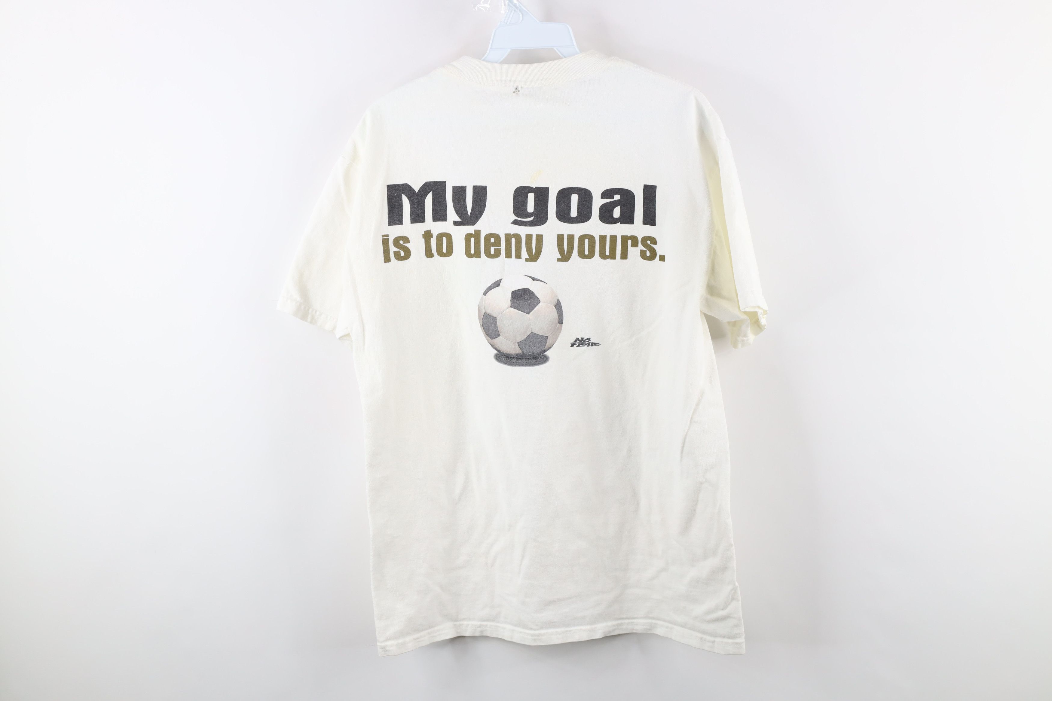 No Fear × Vintage Vintage 90s No Fear Spell Out Soccer T-Shirt White Cotton Size US M / EU 48-50 / 2 - 6 Thumbnail