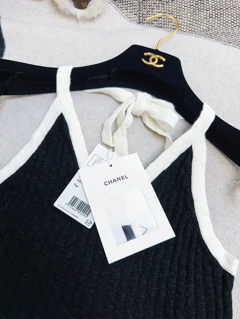 Chanel Chanel 22C Black White Halter Crop Top Size M / US 6-8 / IT 42-44 - 3 Thumbnail