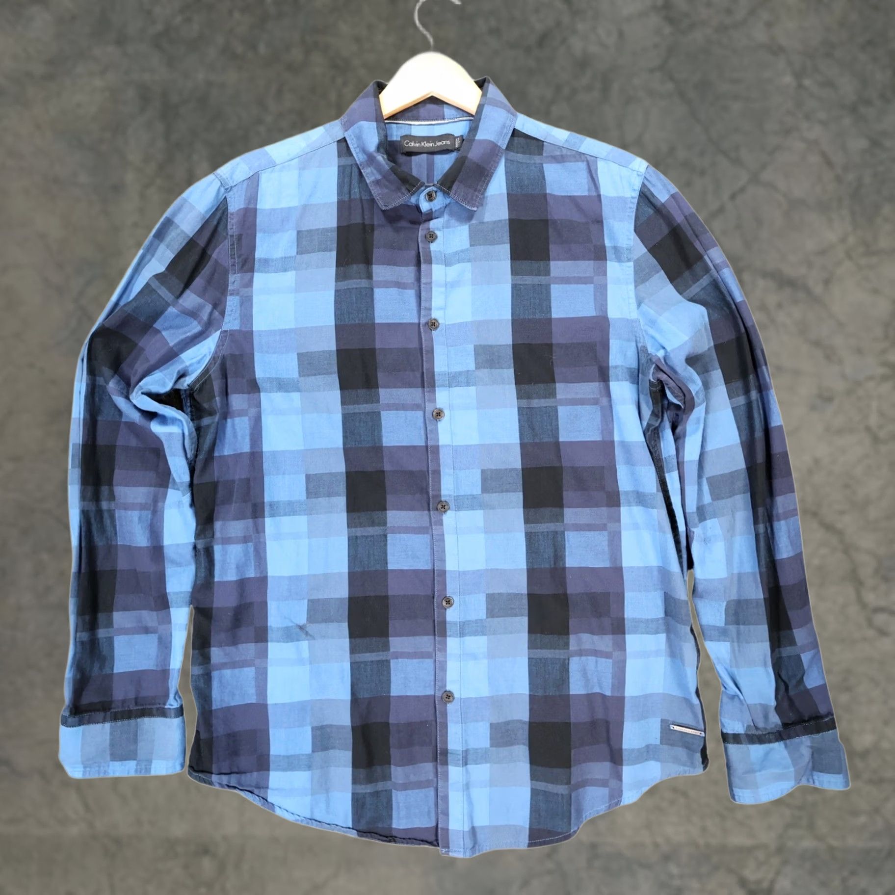 Vintage Calvin Klein Jeans Shirt Mens Large Blue Plaid Button Down Long Sleeve Size US L / EU 52-54 / 3 - 1 Thumbnail