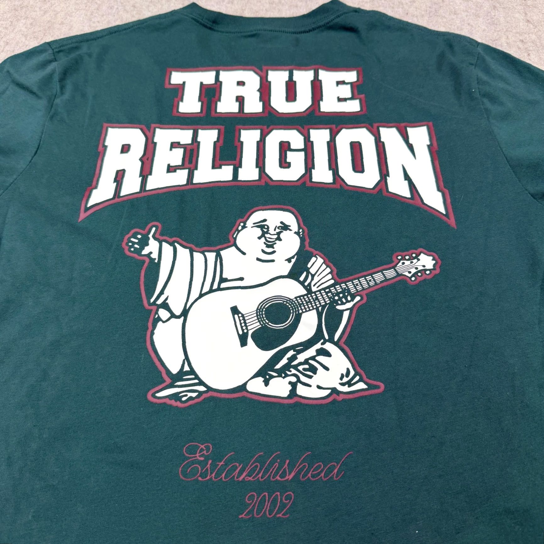 True Religion True Religion Shirt Mens Large Green Buddha Guitar Graphic Double Sided Tee Size US L / EU 52-54 / 3 - 7 Thumbnail