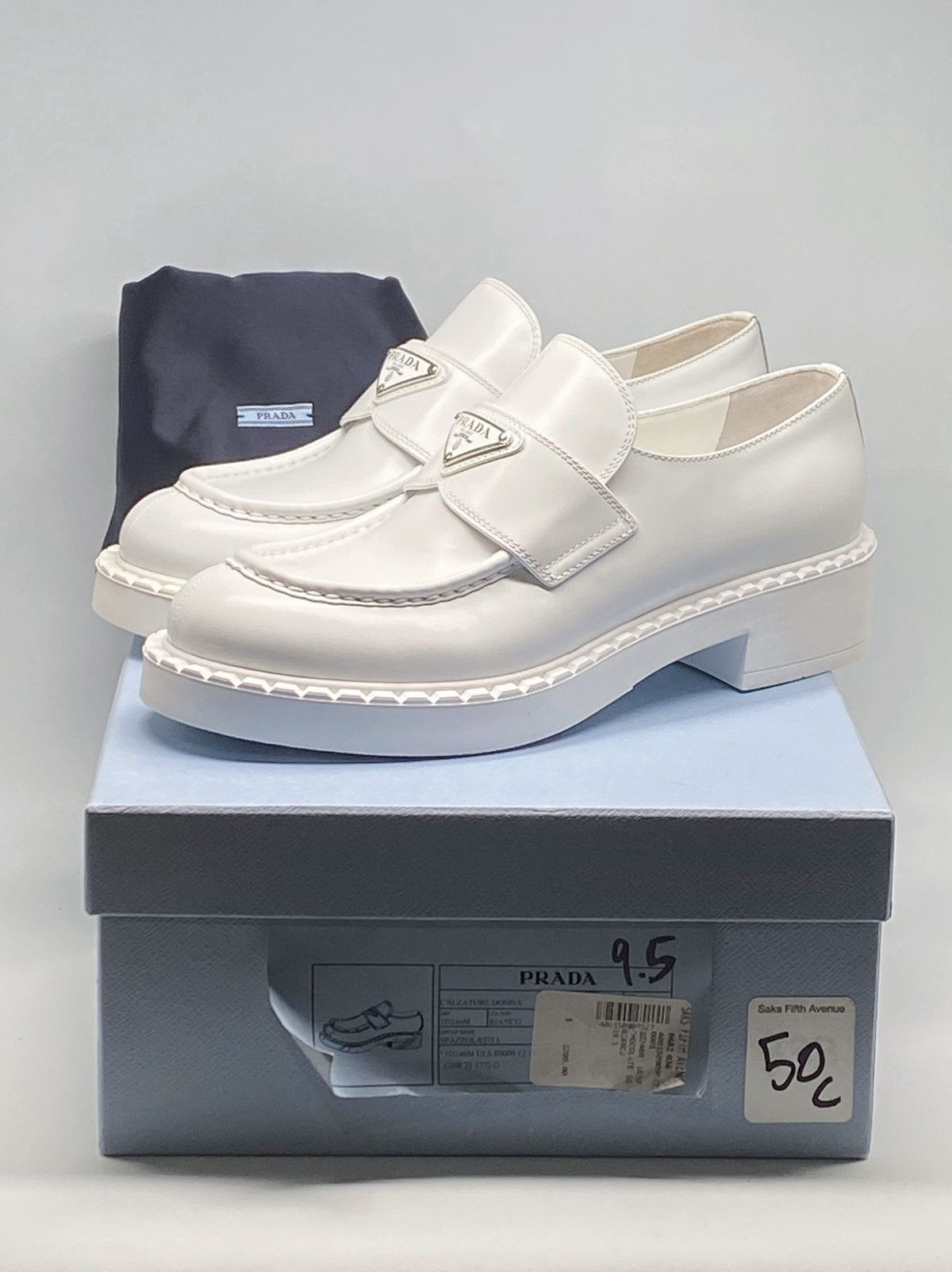 Prada Prada Spazzolato Logo Platform Leather Loafers size 39.5 Size US 9.5 / IT 39.5 - 12 Thumbnail