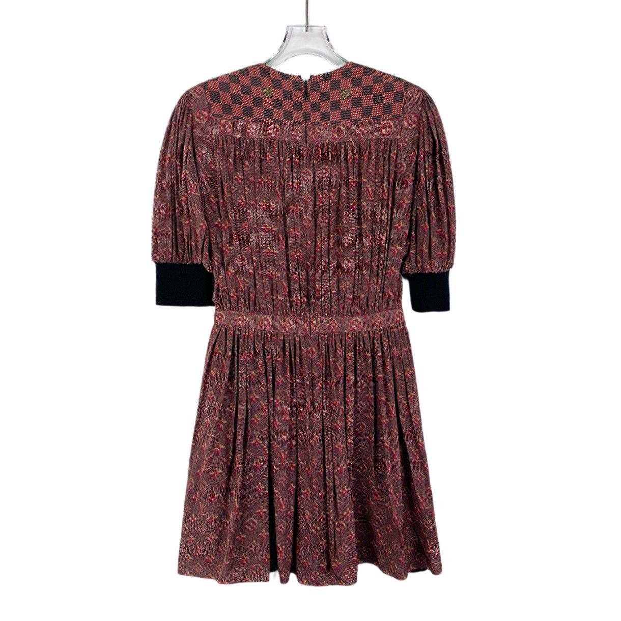 Louis Vuitton Louis Vuitton Damier Monogram Silk Puff Sleeve Dress K26WX Size XS / US 0-2 / IT 36-38 - 2 Thumbnail