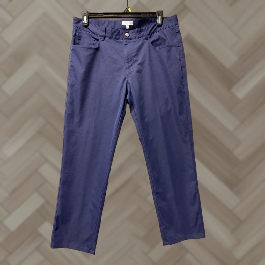 PETER MILLAR Mens Golf Pants 5-Pocket Signature Sateen Navy 35 x 30 Mens Regular 5-Pocket Navy Golf Pants