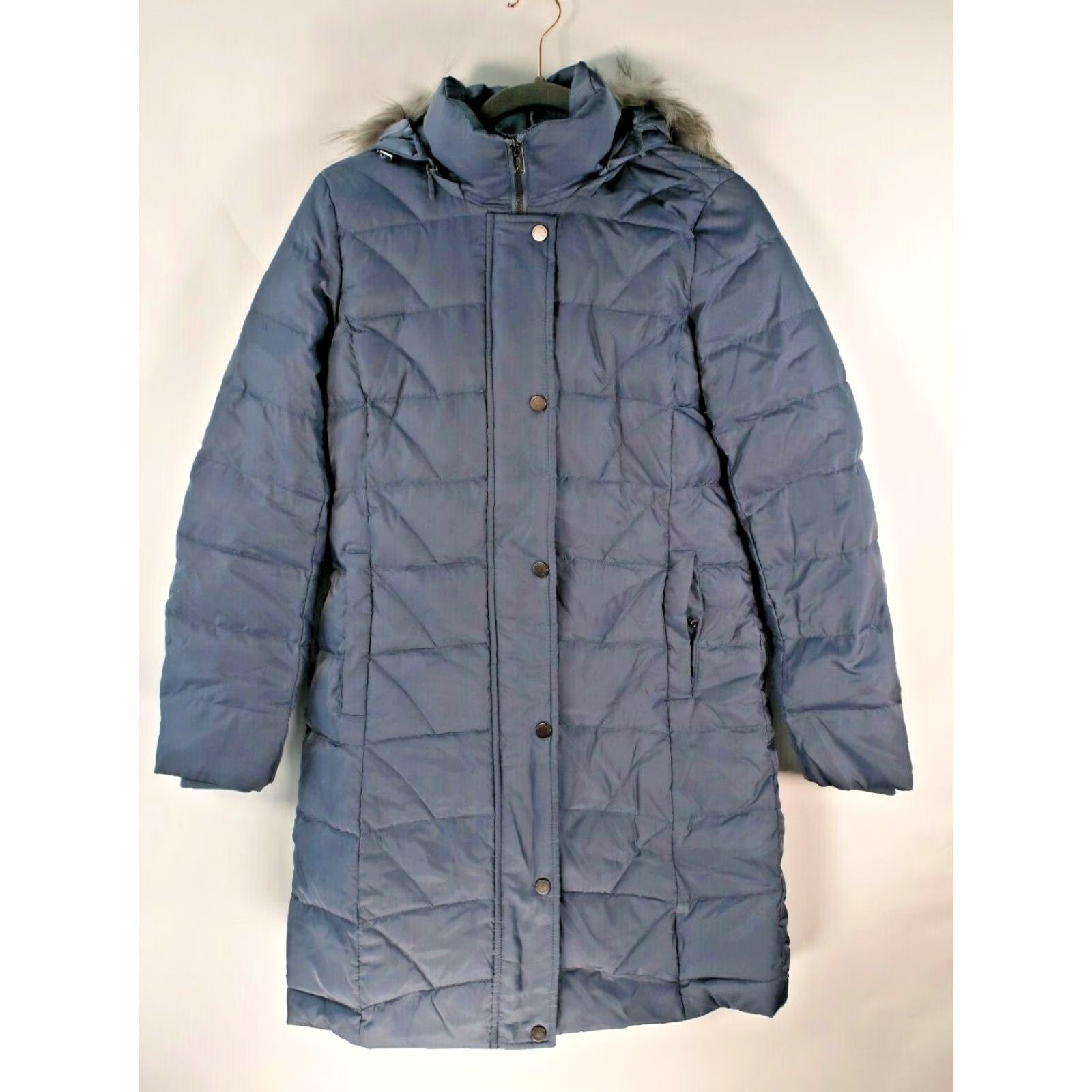 Vintage VINTAGE Marc New York Winter Coat Detachable Fur Hood Steel Blue Women's XS Down Quilted 35" Pillow Collar Grey Trim Zipper Button US A Seller Mens? Size XS / US 0-2 / IT 36-38 - 2 Thumbnail