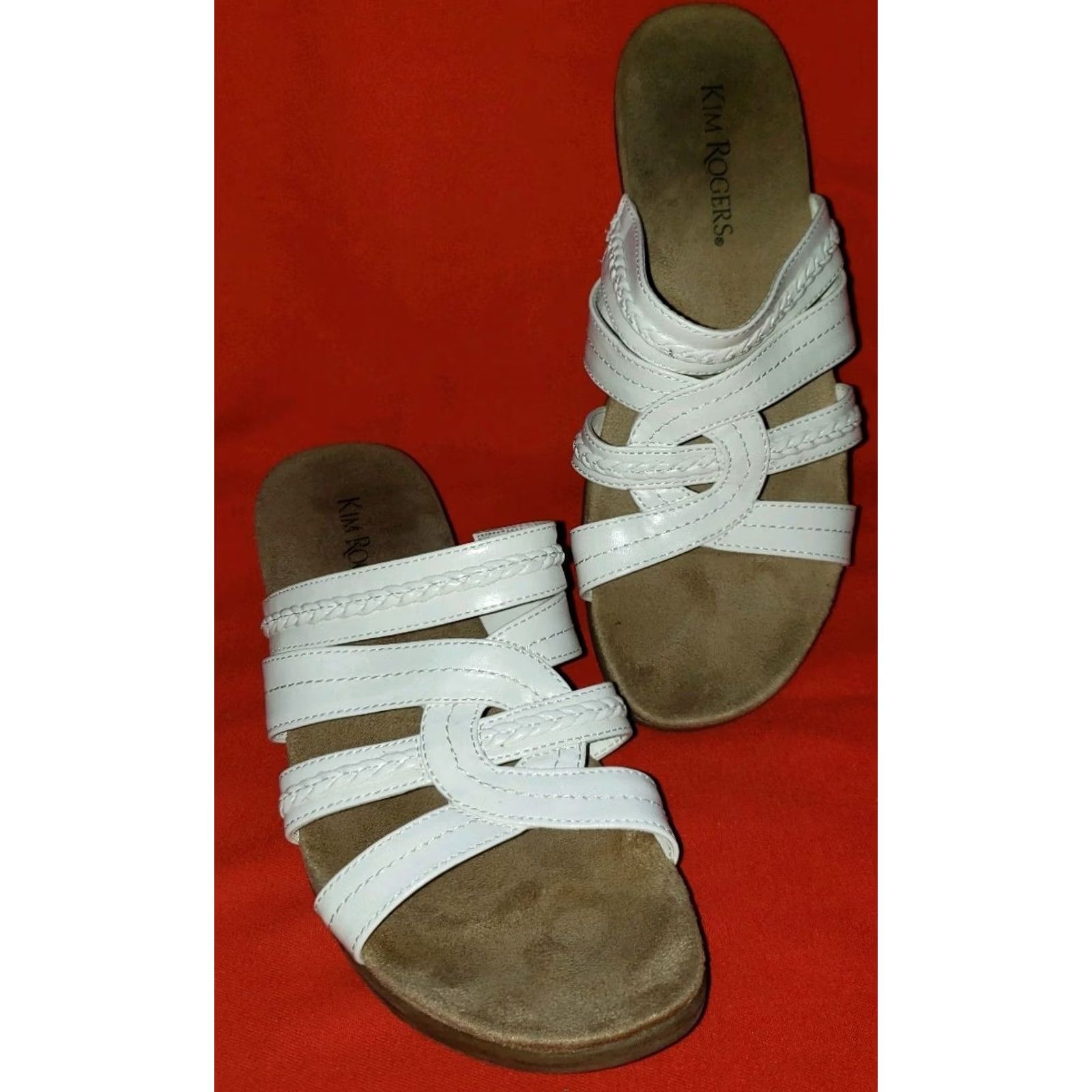 Vintage Kim Rogers Domina Women's Strappy Slide Sandal White 7.5M Wedge Heel Size US 8 / IT 38 - 6 Thumbnail
