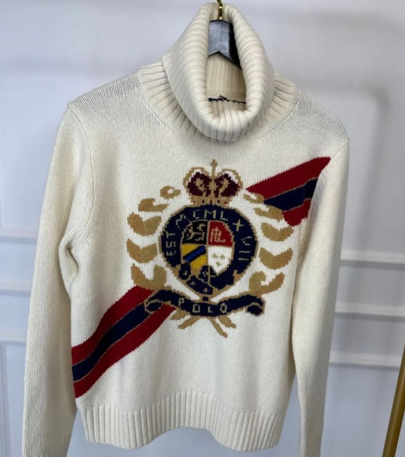 Polo Ralph Lauren Polo Ralph Lauren Women's Cream Crest Turtleneck Sweater XXL Size US XXL / EU 58 / 5 - 11 Thumbnail