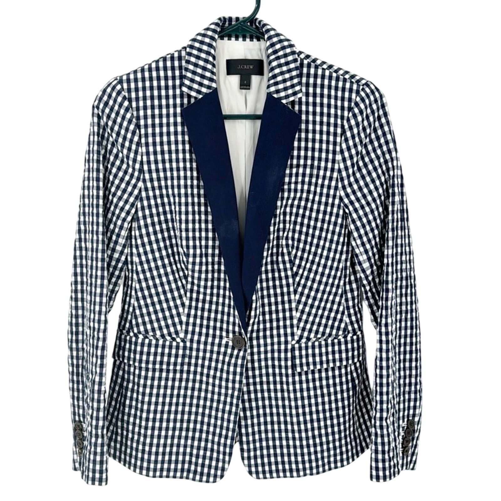 J.Crew J.Crew Gingham blue white Blazer nautical preppy size 2 Size XS / US 0-2 / IT 36-38 - 1 Thumbnail