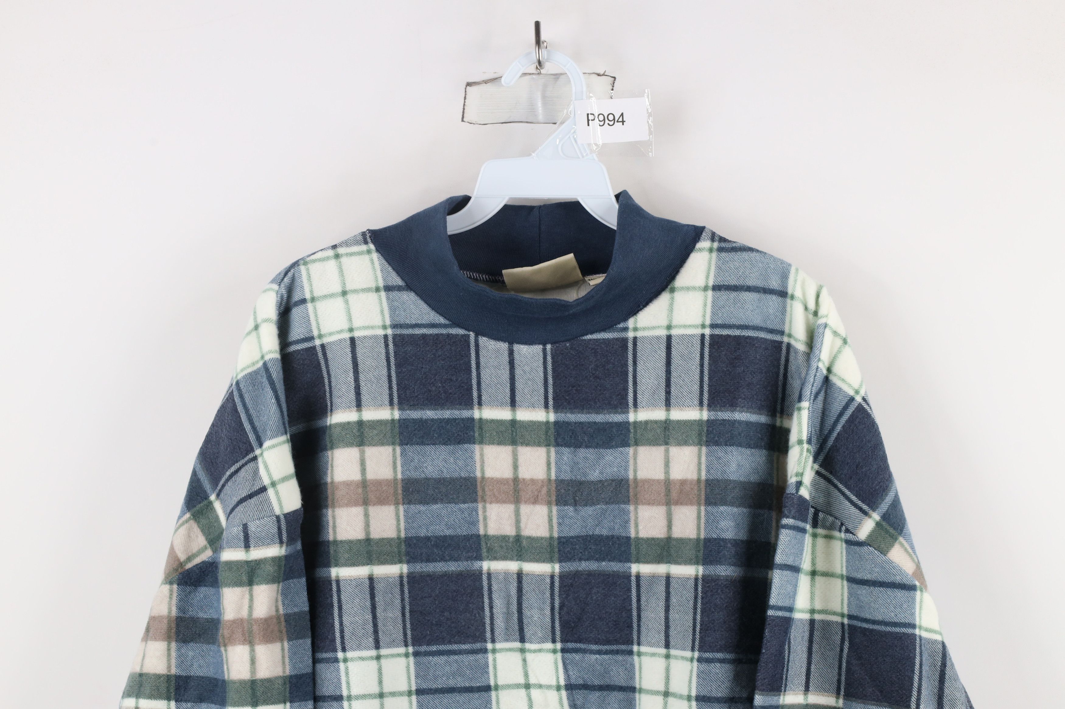 Vintage Vintage 90s Streetwear Fleece Plaid Mock Neck Sweater Size 3XL / US 20-22 - 2 Thumbnail