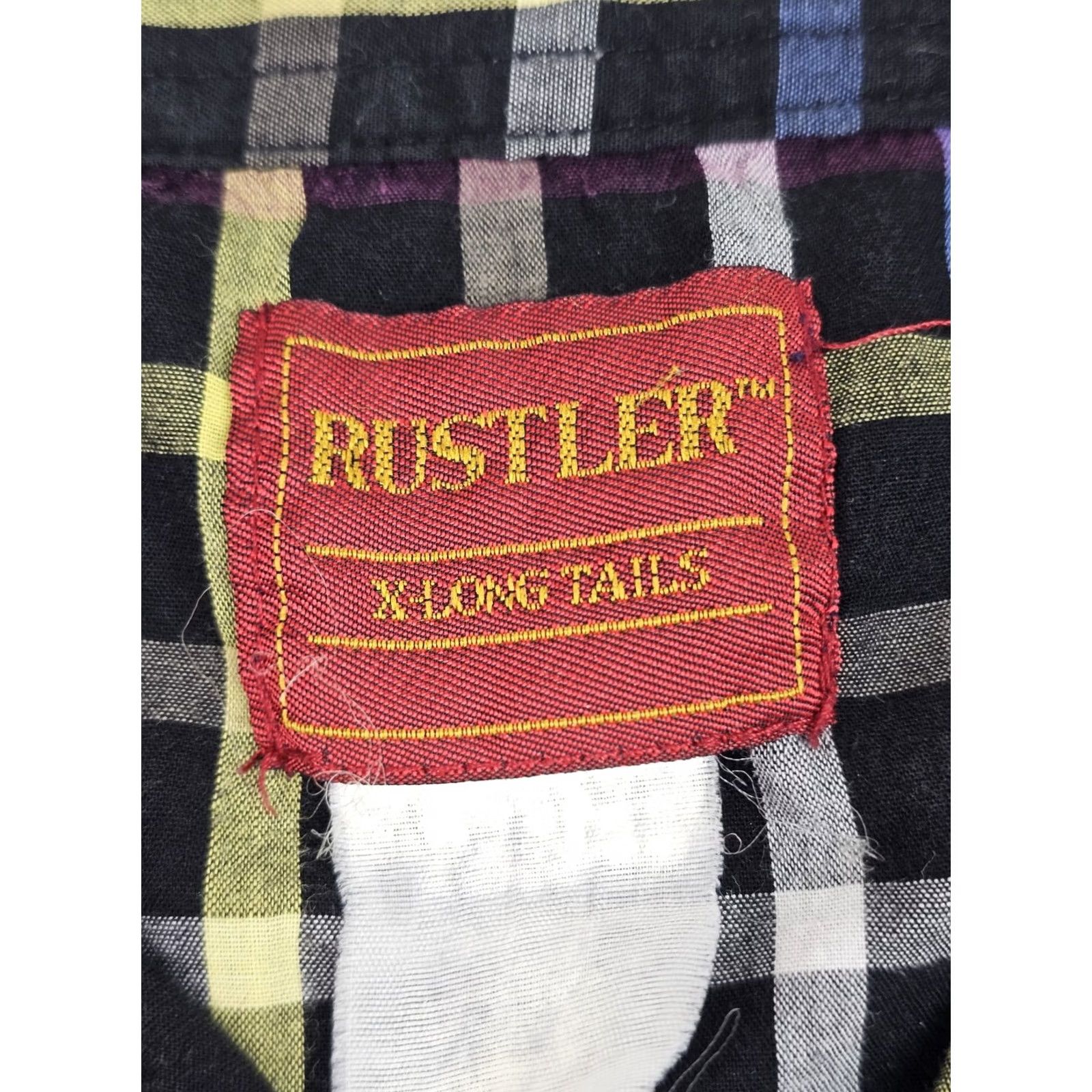 Vintage VINTAGE Rustler Shirt Plaid X-Long Tail Pearl Snap Mens L Size US L / EU 52-54 / 3 - 3 Thumbnail