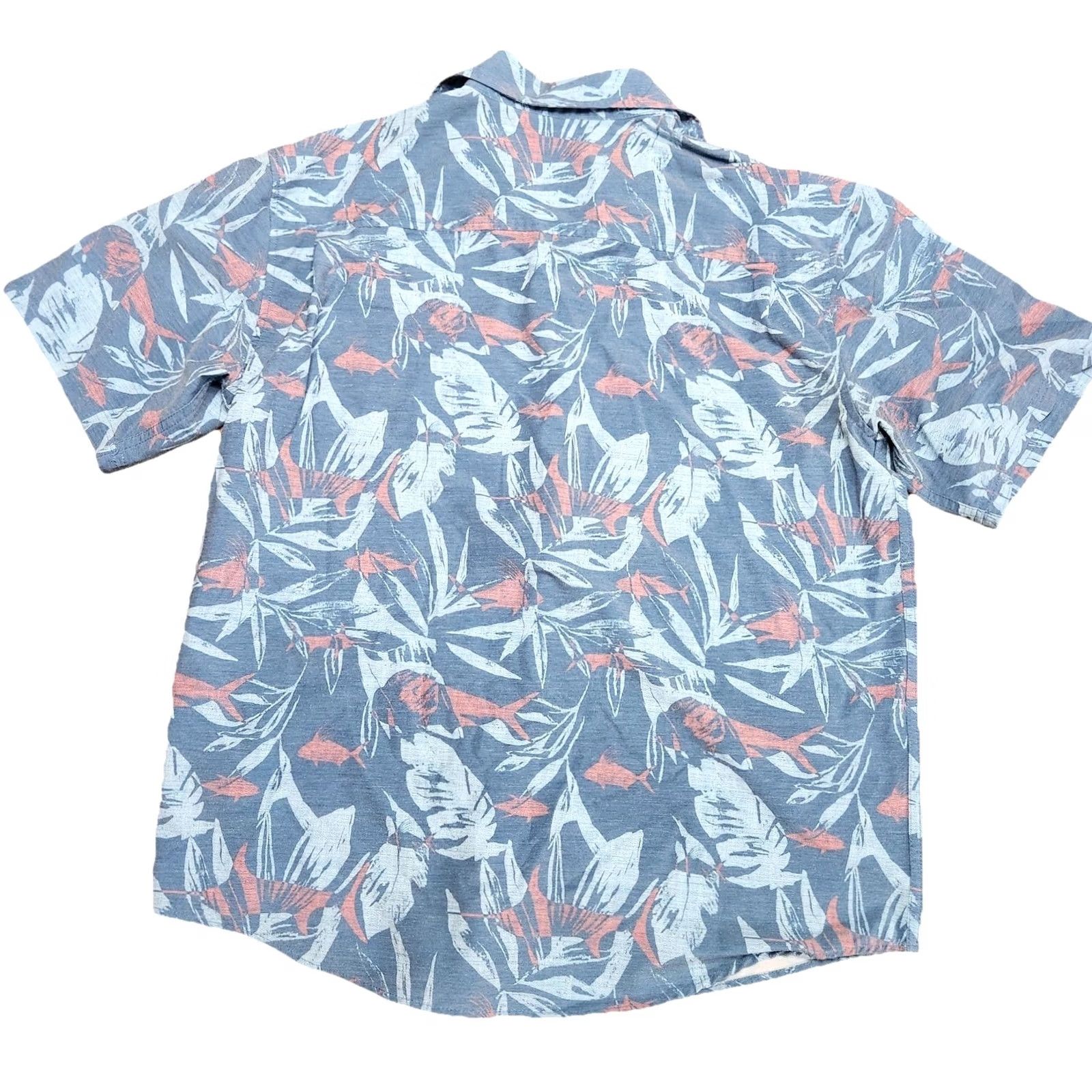 Vintage HUK Shirt Mens M Teal Button-Down Short Sleeve Fish Print Size US M / EU 48-50 / 2 - 2 Thumbnail