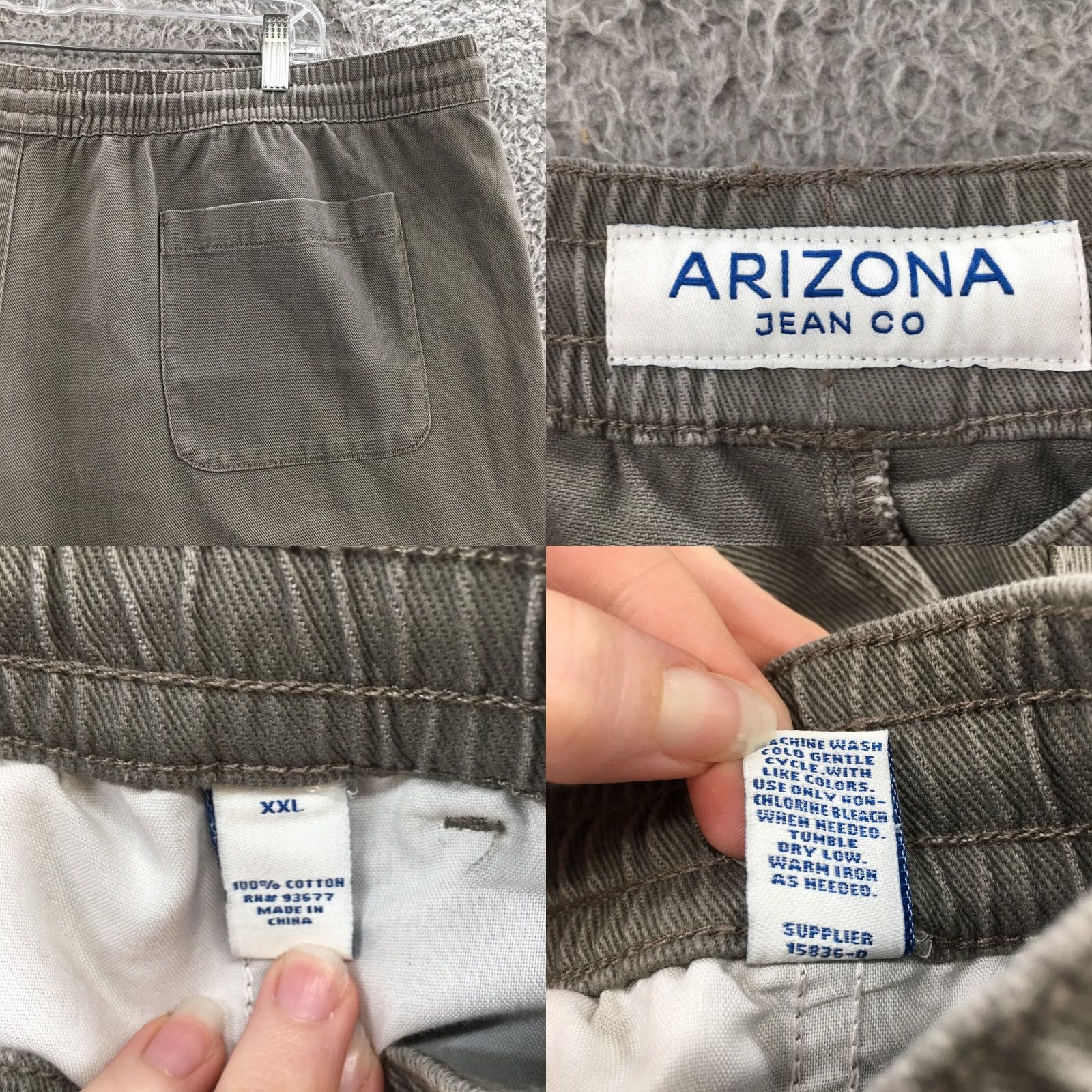 Vintage Arizona Jean Co Chino Shorts Mens 2XL Gray Cotton Drawstring Chino Shorts Casual Pants Mens 2XL Gray Size US 39 - 9 Thumbnail