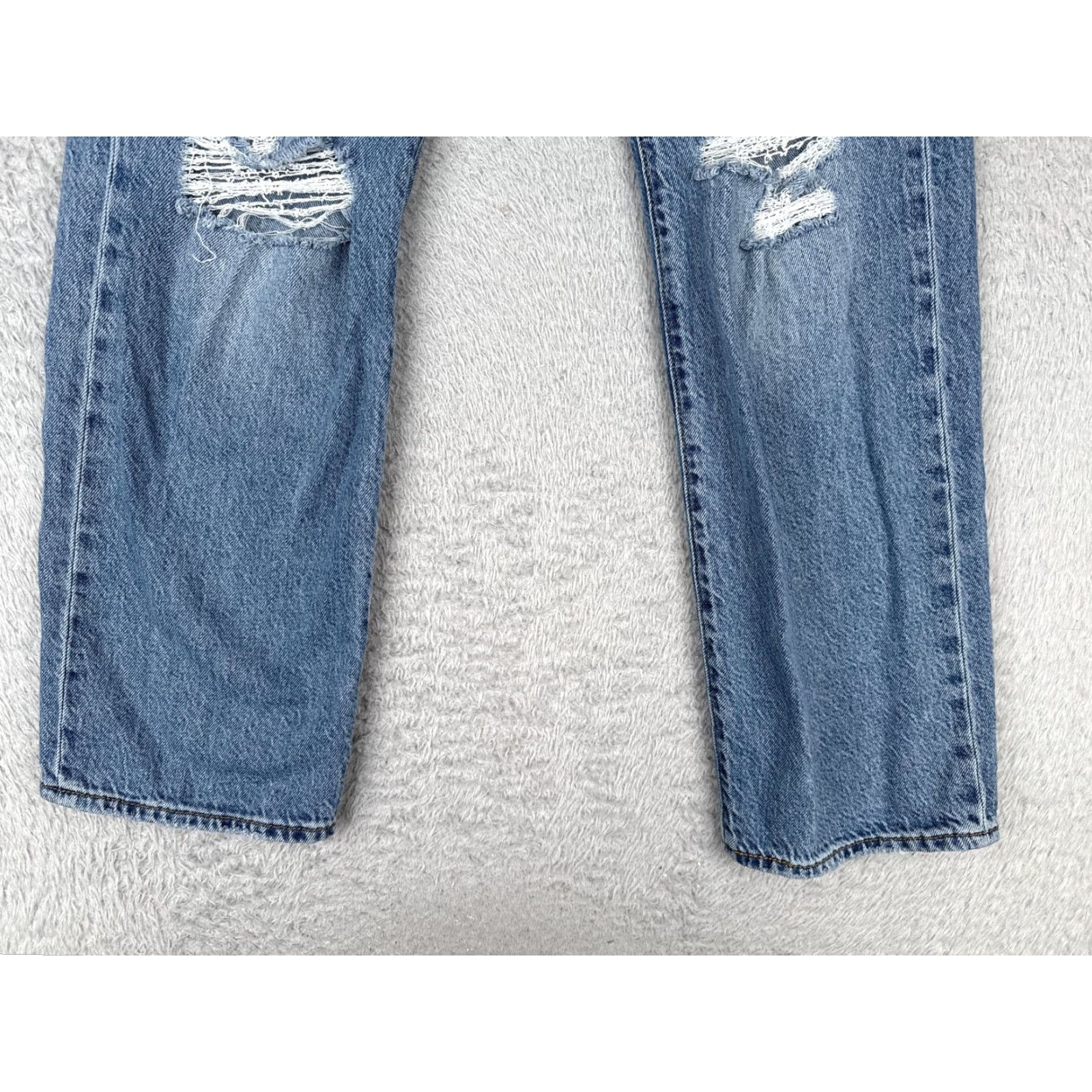 Levi's Levis Ribcage Straight Ankle Jeans Womens 24 Blue Distressed High Rise 24x26 Size 42" / US 20 - 2 Thumbnail