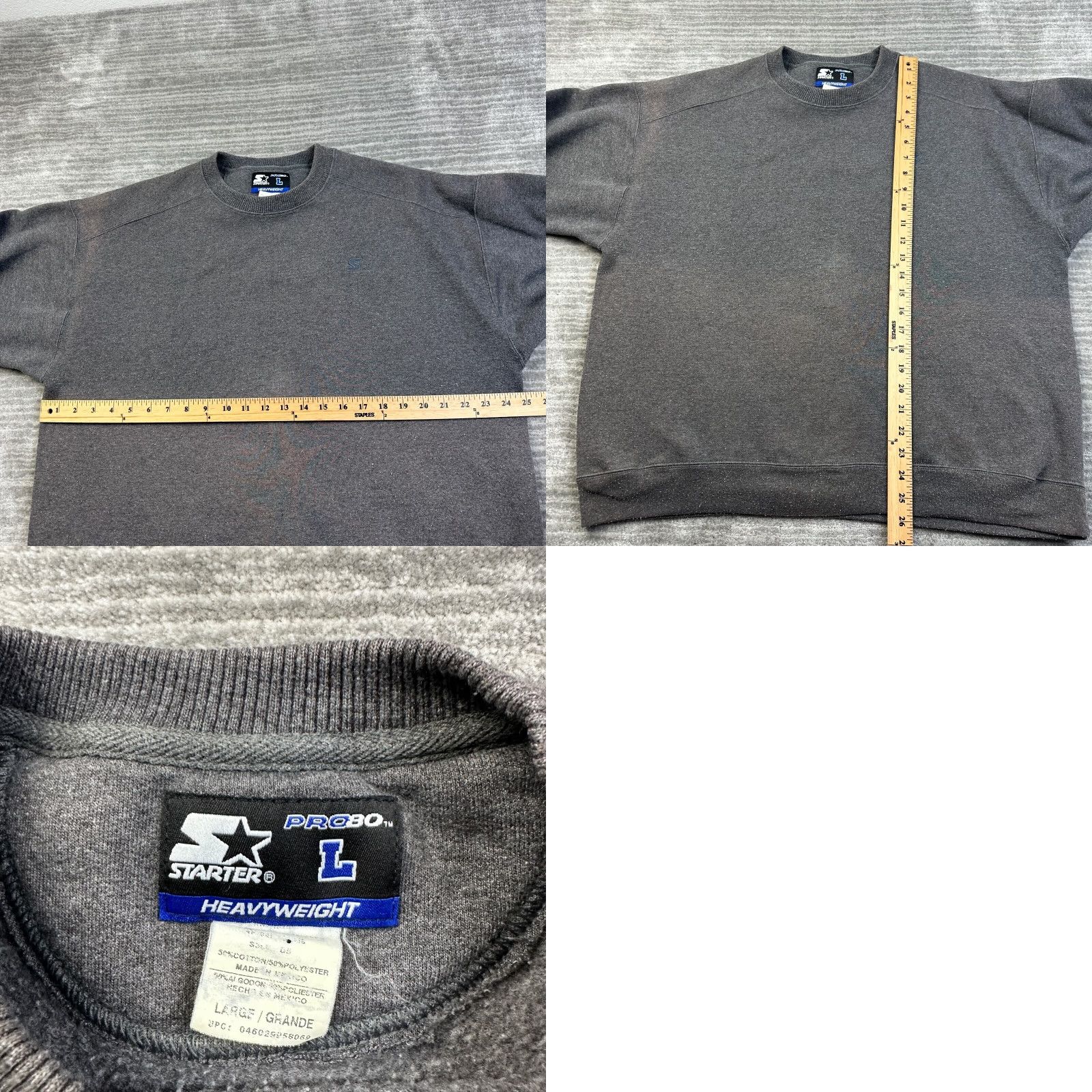 Starter VINTAGE Starter PRO80 Sweater Mens Large Gray Crewneck Sweat Shirt Casual Size US L / EU 52-54 / 3 - 8 Thumbnail