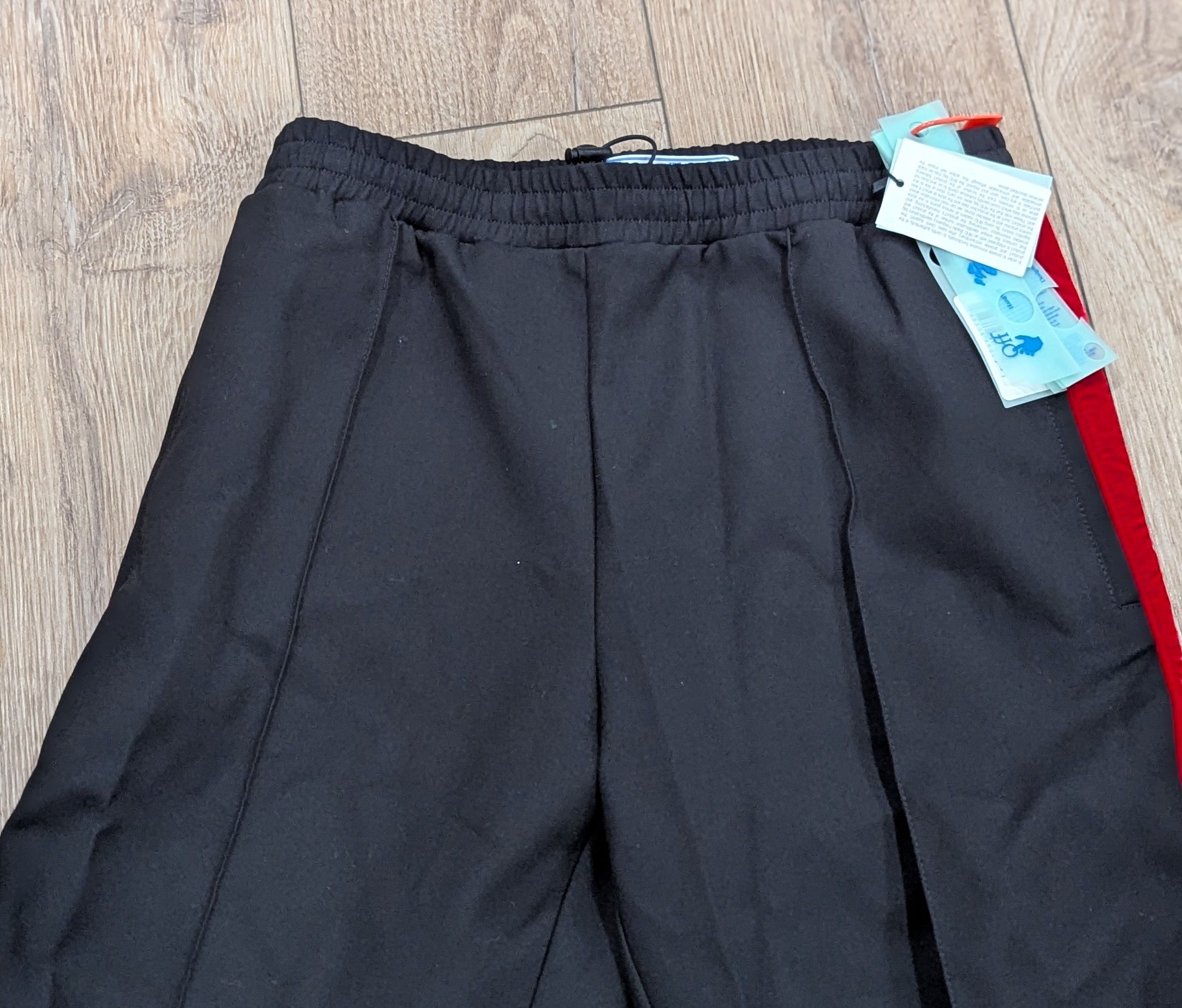 Off-White Off-White Side Taped Pintuck Pants Black/Red Small Size US 30 / EU 46 - 2 Thumbnail