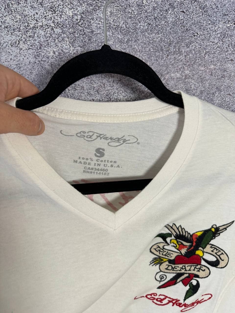 Vintage Ed Hardy Made In USA White Tee Logos small Size S / US 4 / IT 40 - 11 Thumbnail
