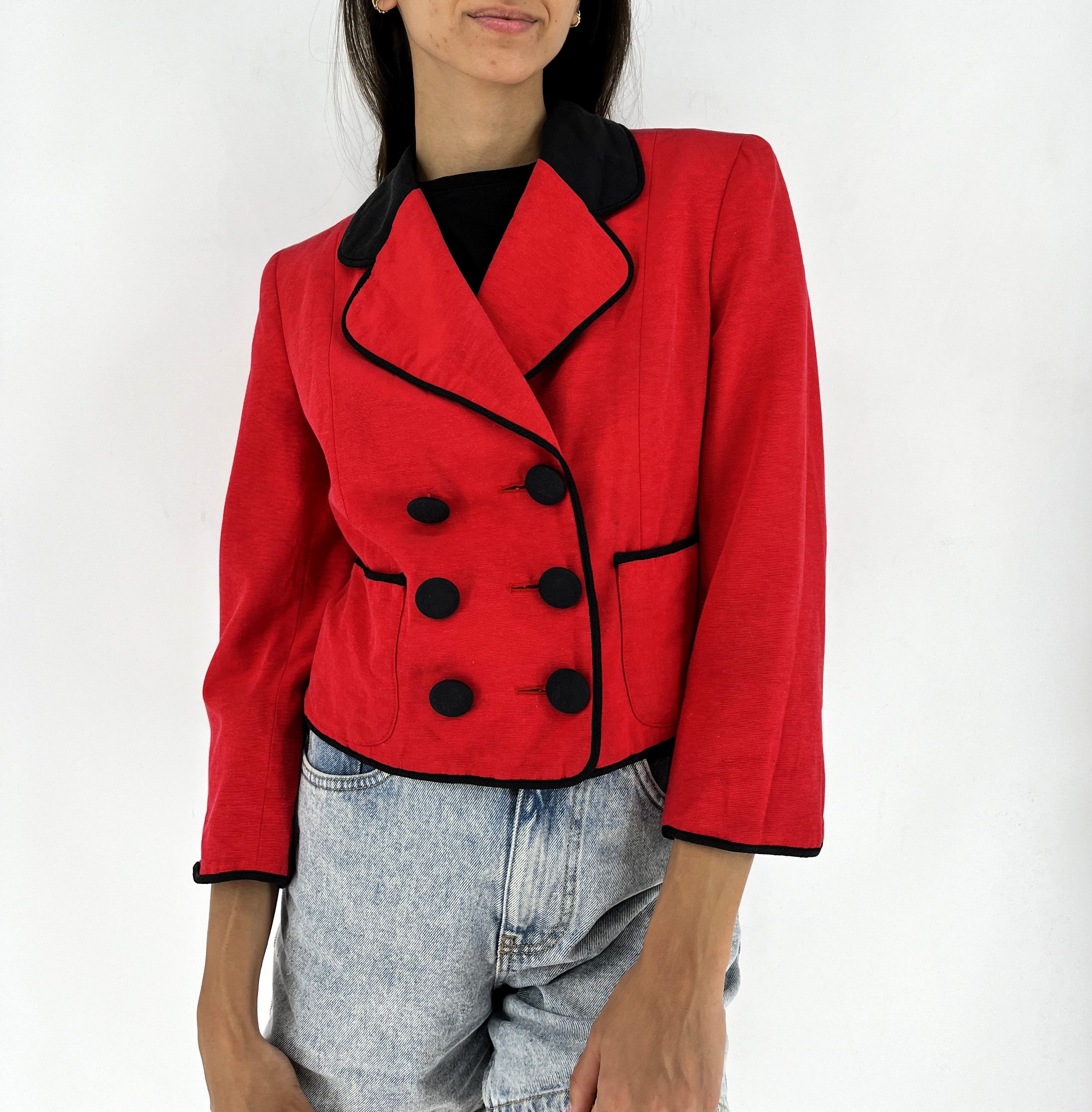 Moschino MOSCHINO Cheap and Chic 1990s Red Double Breast Crop Jacket Size M / US 6-8 / IT 42-44 - 4 Thumbnail