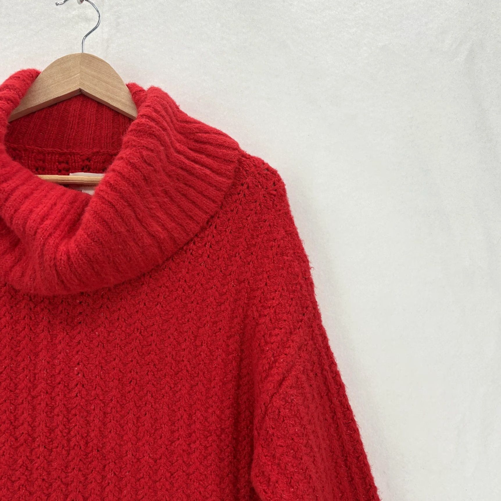 Vintage Maeve Red Cowl Neck Sweater Womens Medium Chunky Knit Pullover Knitwear Winter Casual Ladies, 90s (not applicable) Size M / US 6-8 / IT 42-44 - 2 Thumbnail