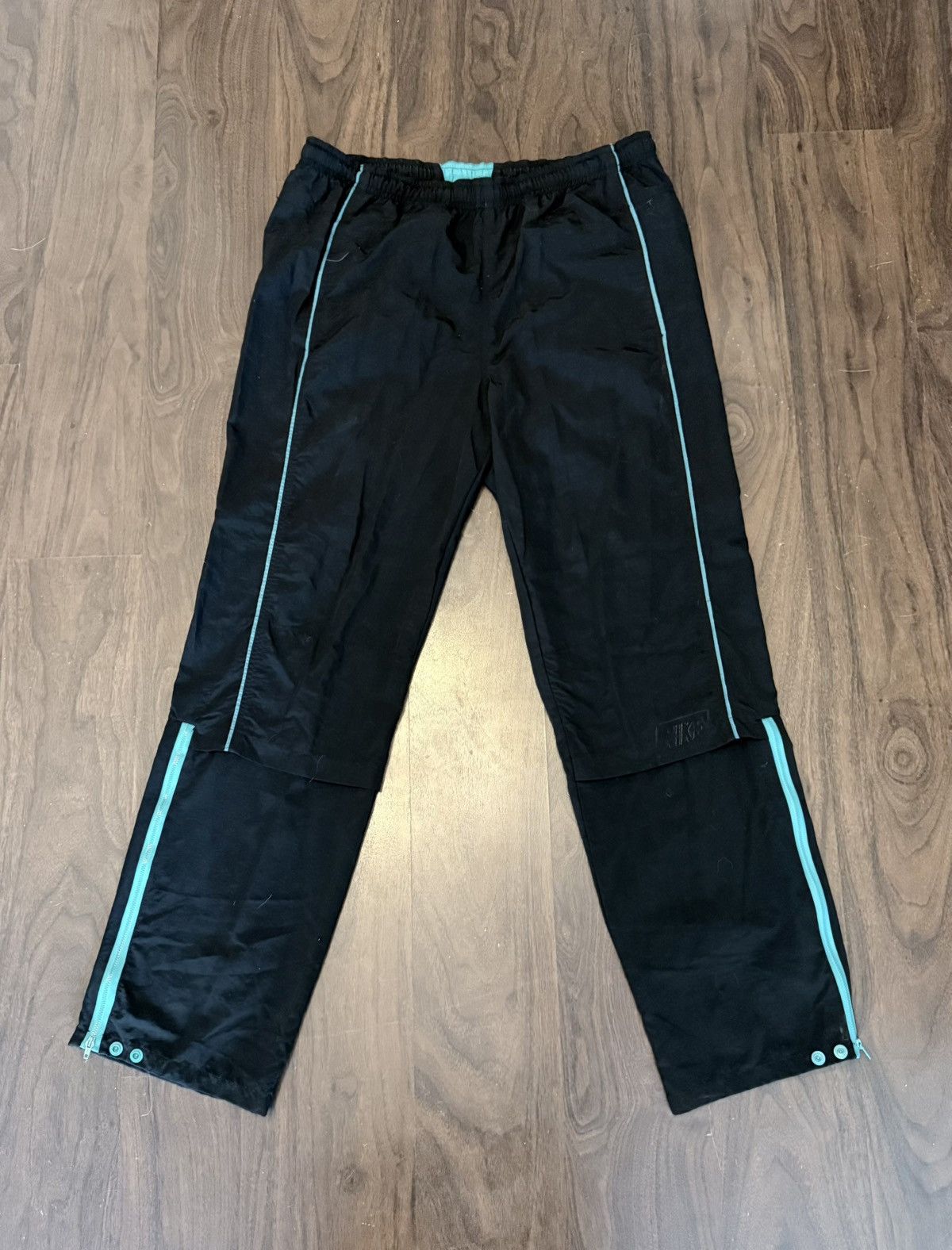 Nike Vintage 90s Nike Cross Baggy Black & Teal Blue Track Pants Size US 38 / EU 54 - 1 Thumbnail